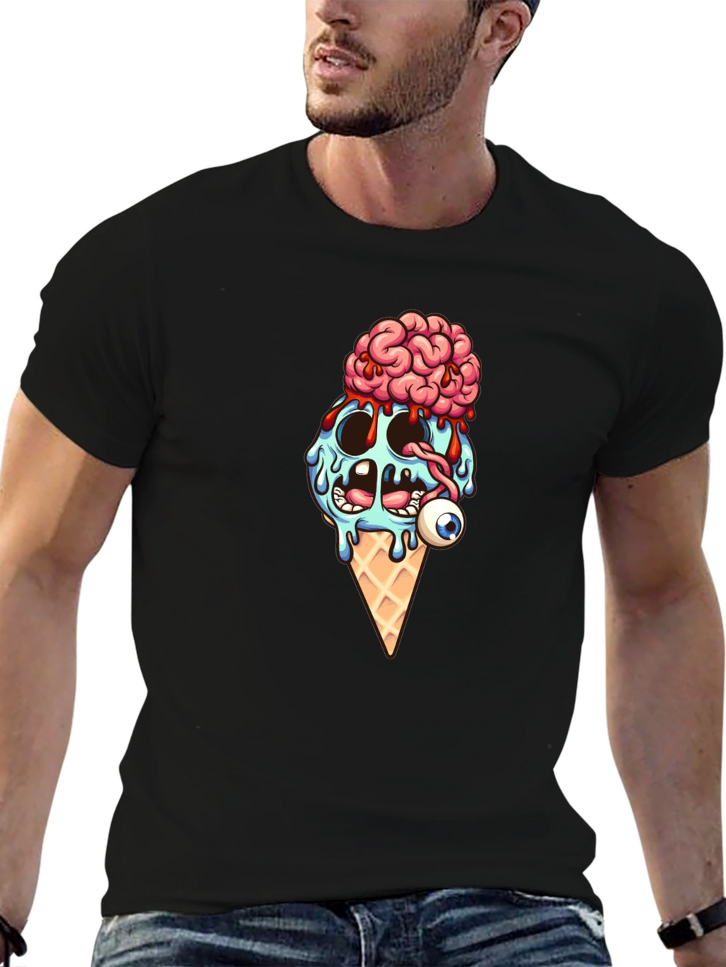 Creepy Ice Cream Cone Graphic T-Shirt