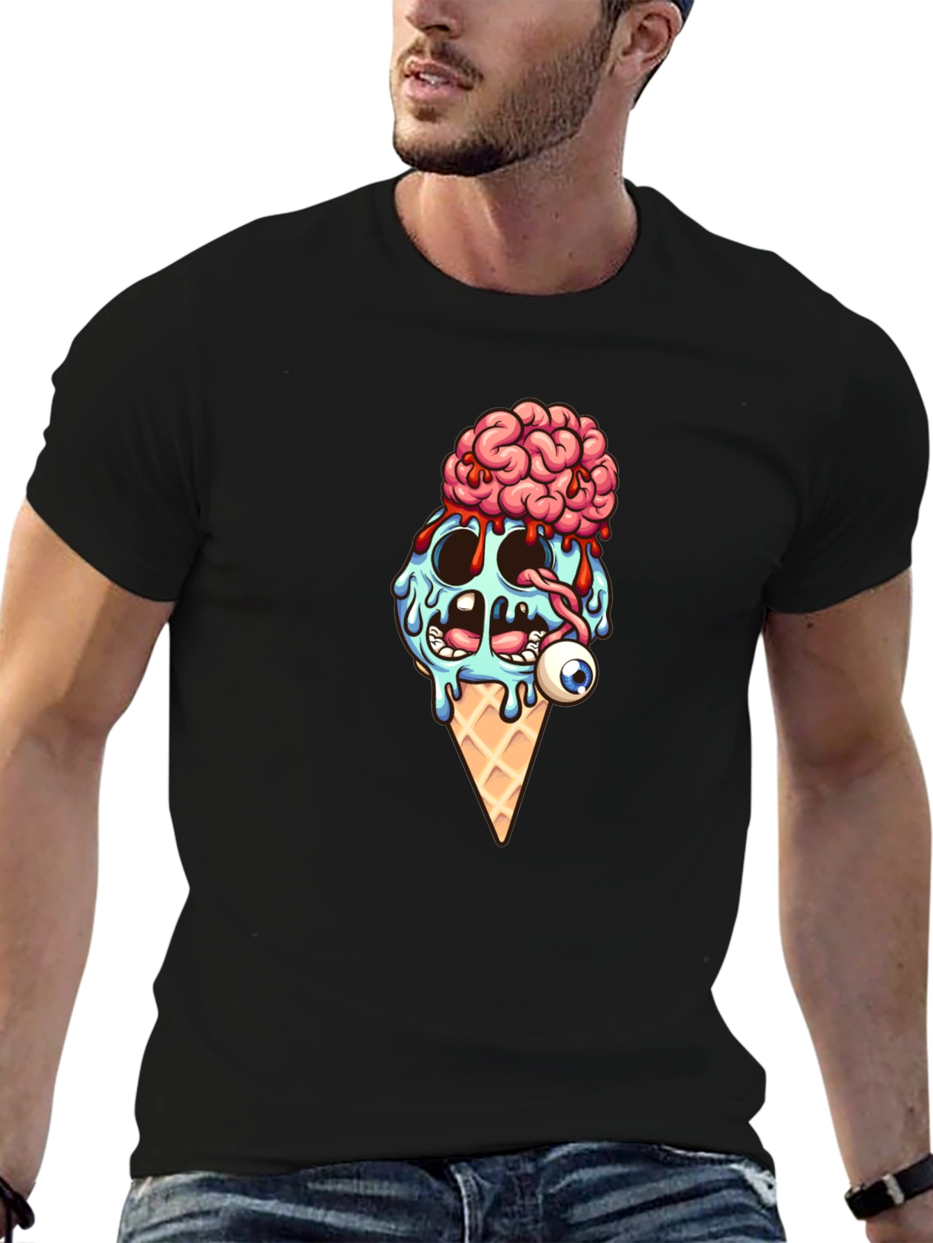 Creepy Ice Cream Cone Graphic T-Shirt