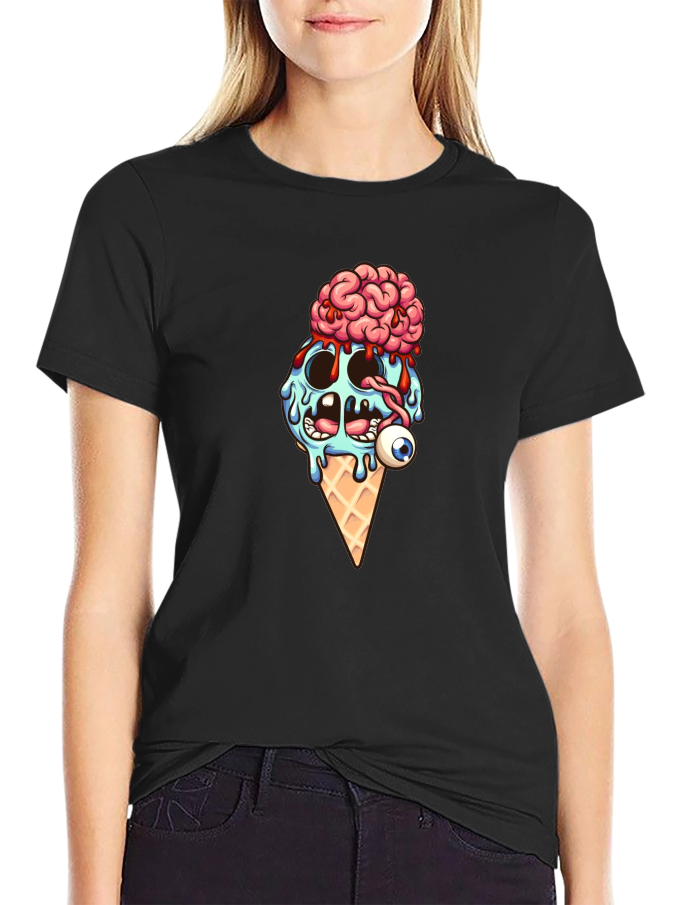 Creepy Ice Cream Cone Graphic T-Shirt