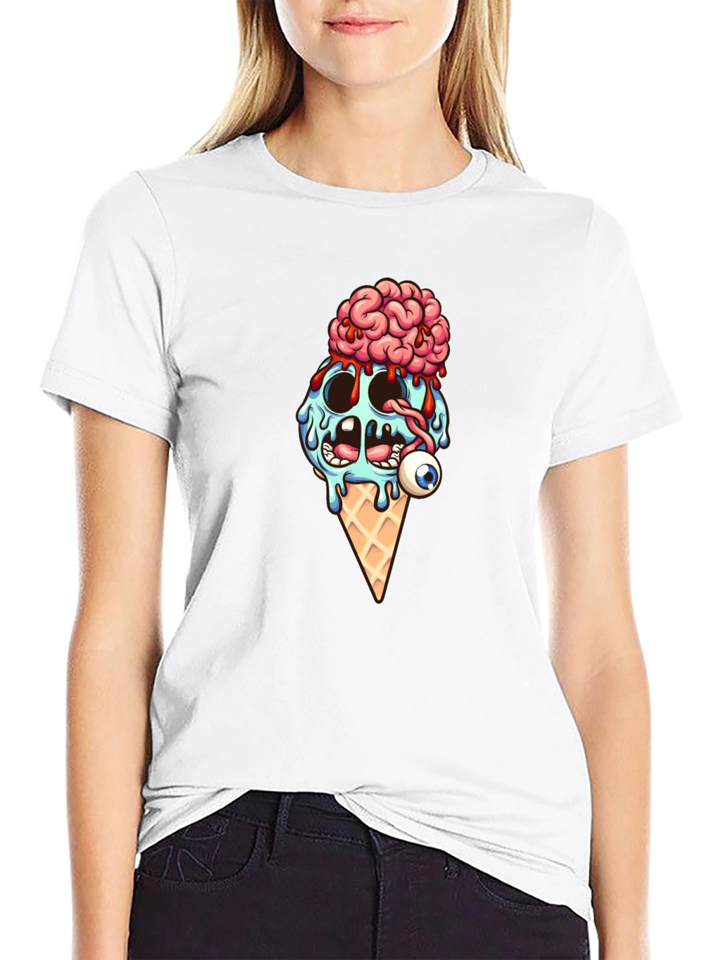 Creepy Ice Cream Cone Graphic T-Shirt