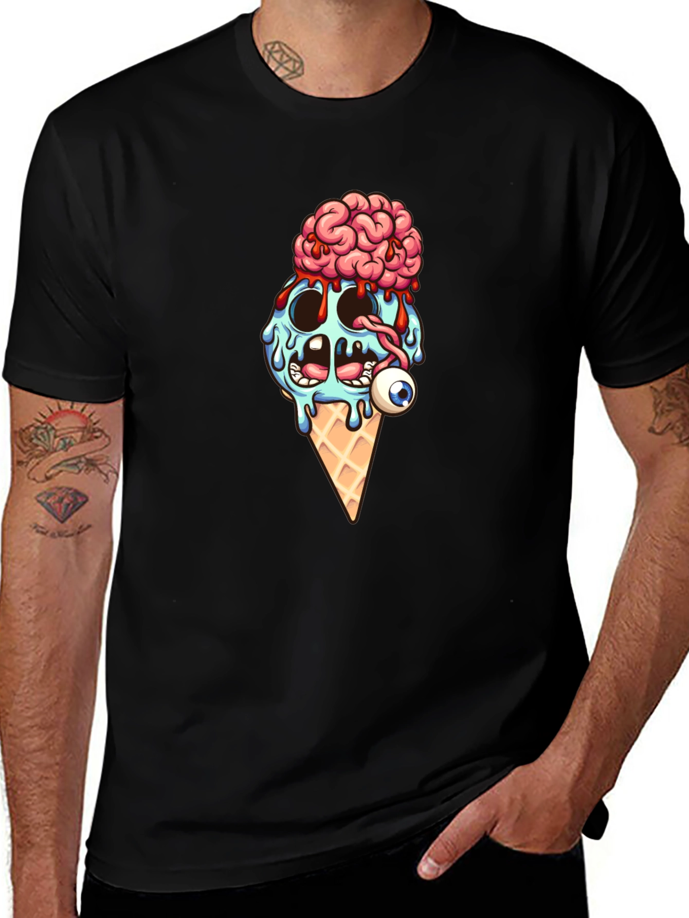 Creepy Ice Cream Cone Graphic T-Shirt