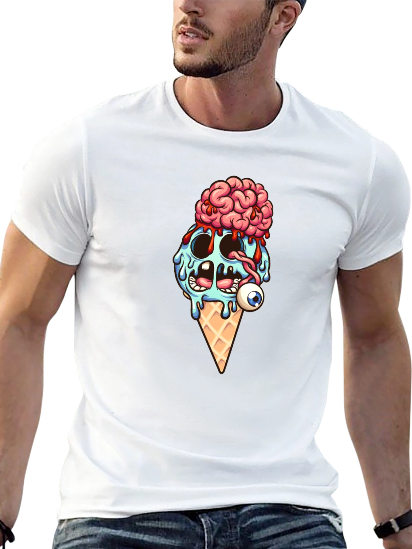 Creepy Ice Cream Cone Graphic T-Shirt
