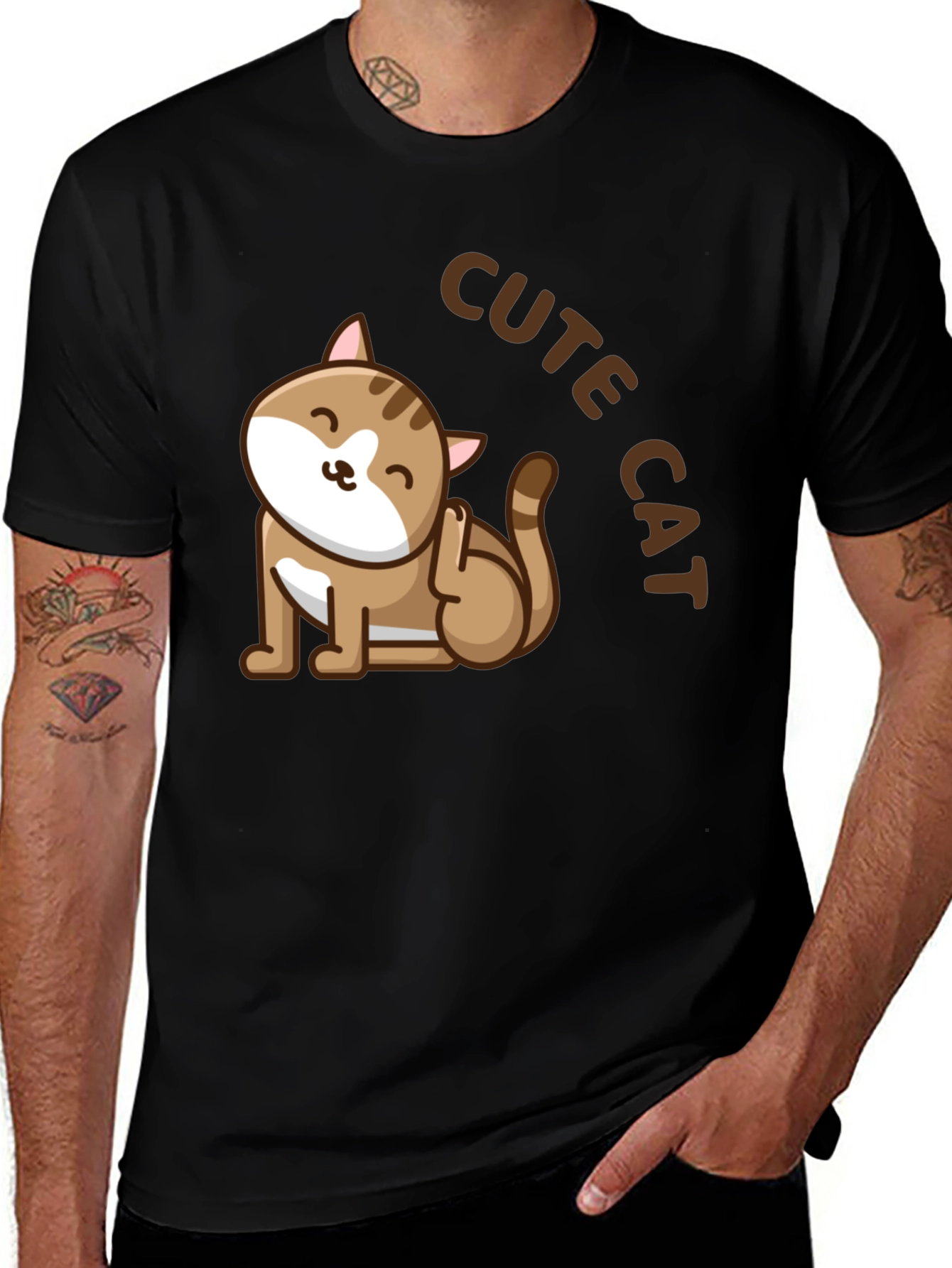 Cute Cat Graphic T-Shirt - Unisex Black Tee