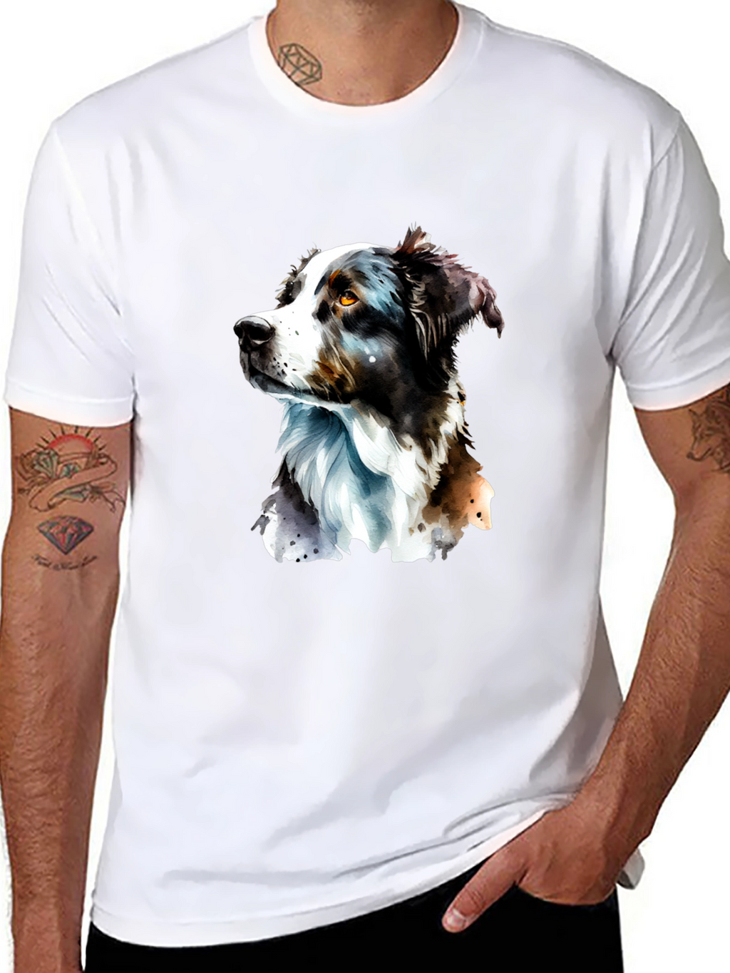 Dog Portrait Graphic T-Shirt - Black
