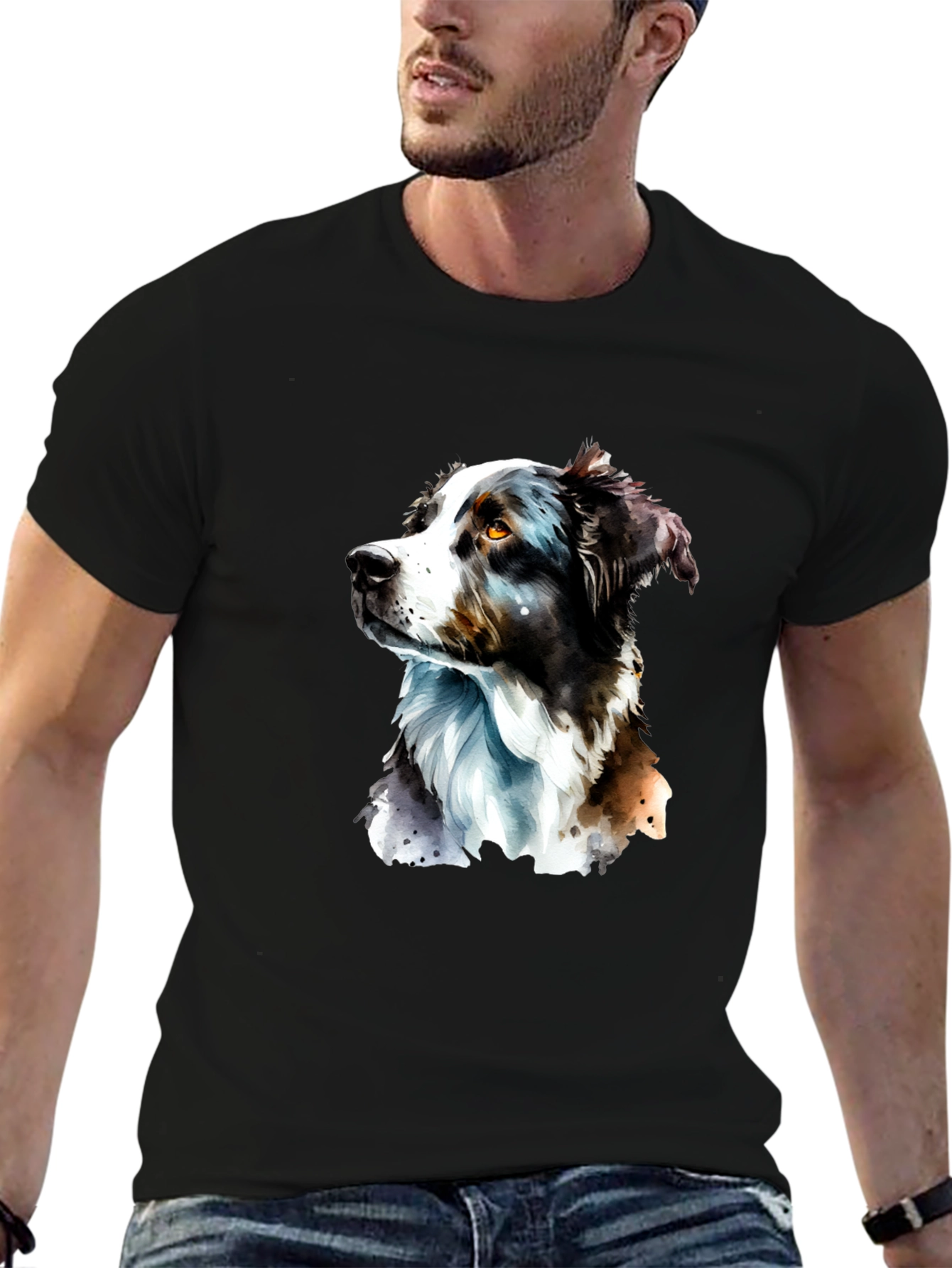 Dog Portrait Graphic T-Shirt - Black