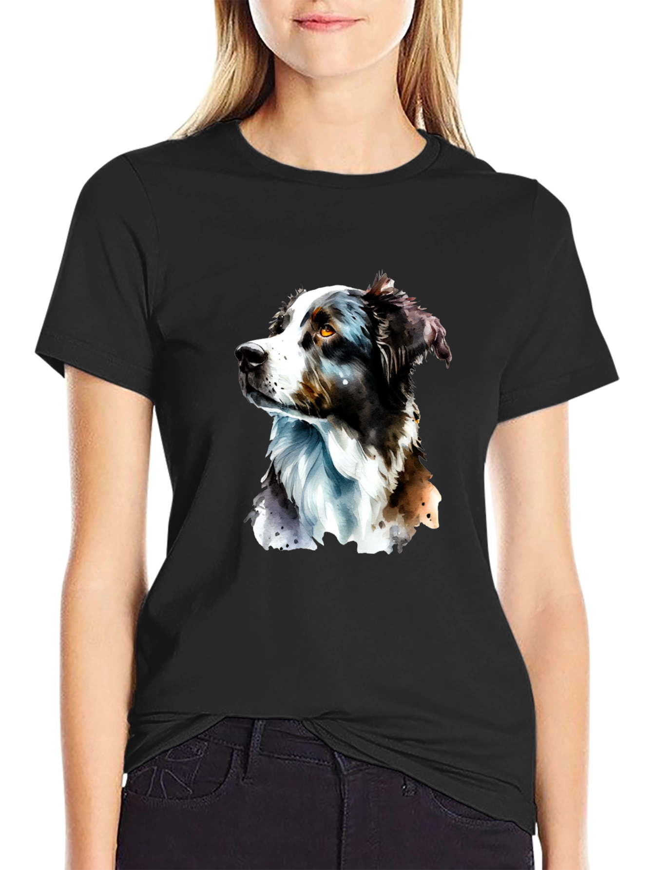 Dog Portrait Graphic T-Shirt - Black