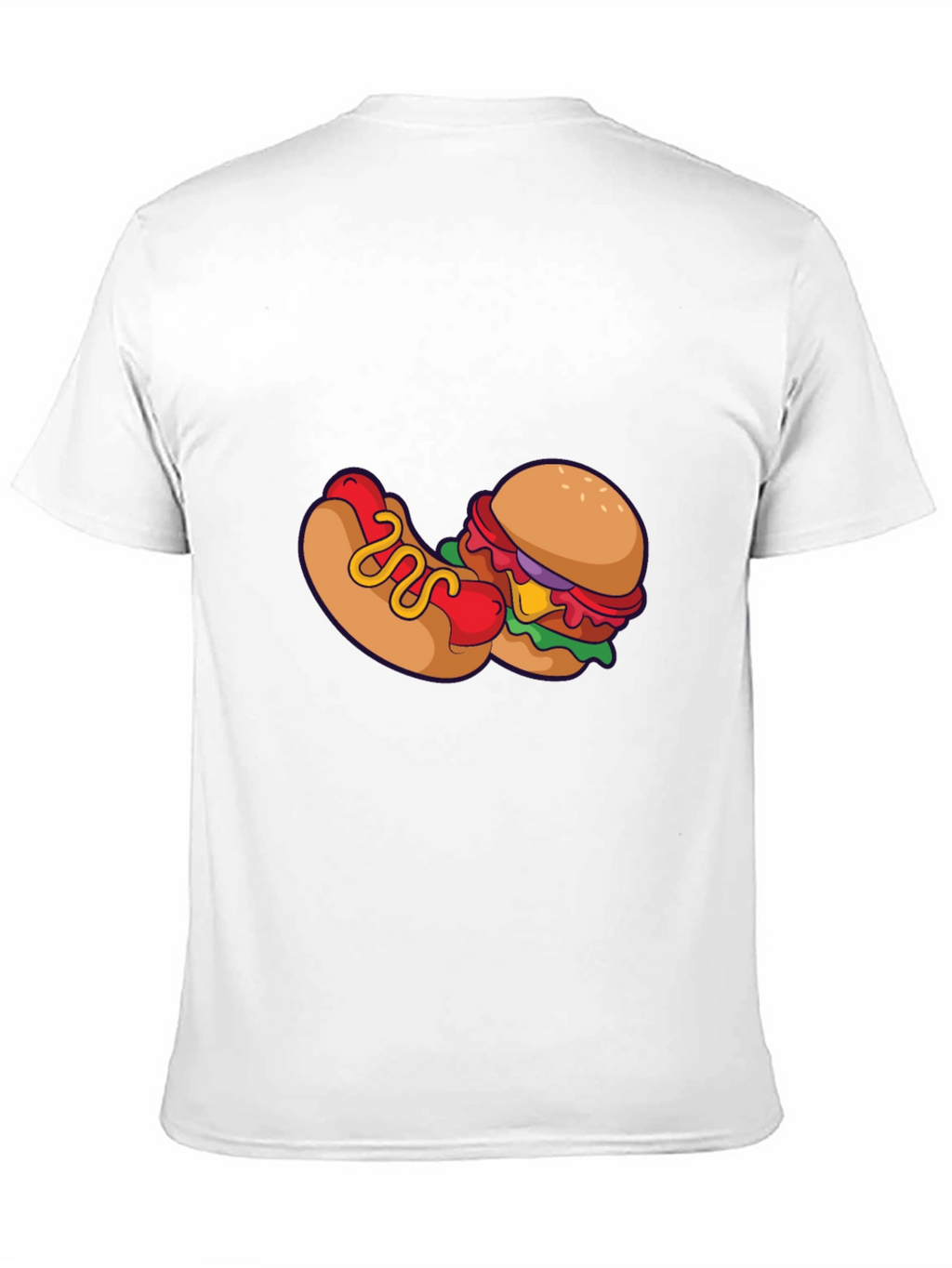 Novelty Burger & Hotdog Graphic Print T-Shirt