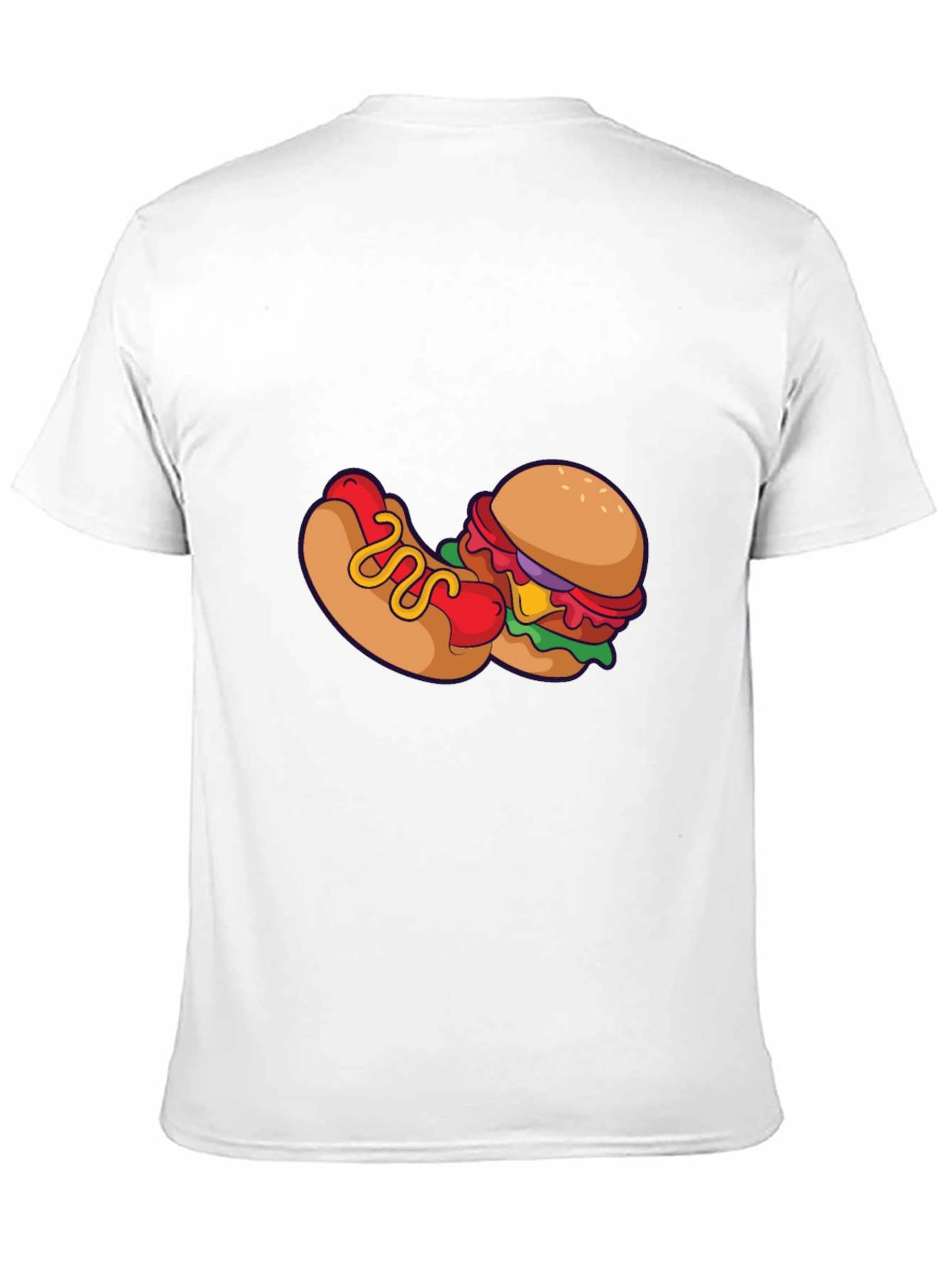 Novelty Burger & Hotdog Graphic Print T-Shirt