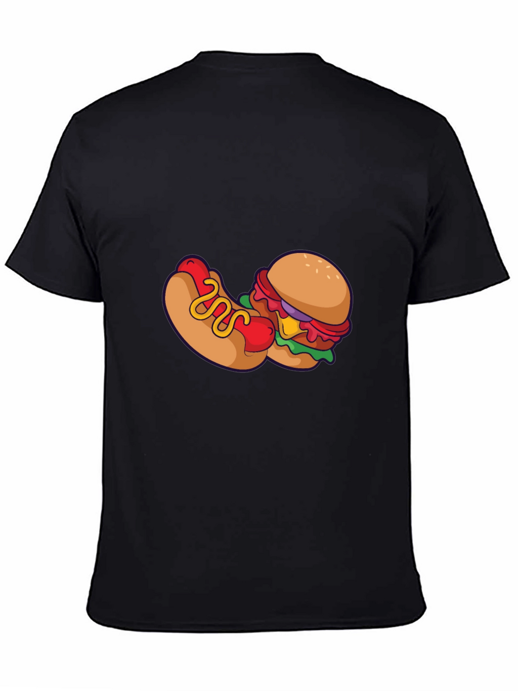 Novelty Burger & Hotdog Graphic Print T-Shirt