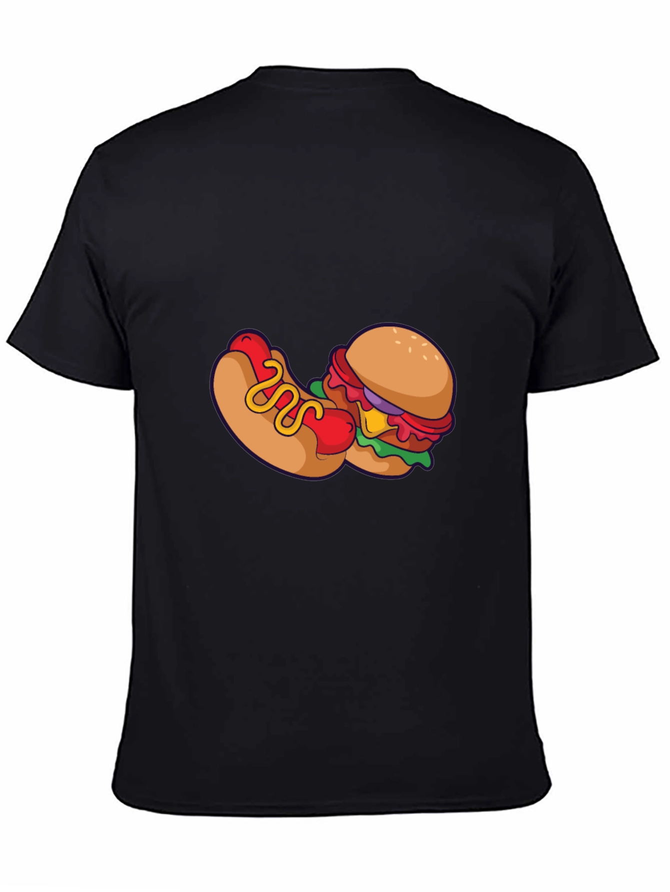 Novelty Burger & Hotdog Graphic Print T-Shirt