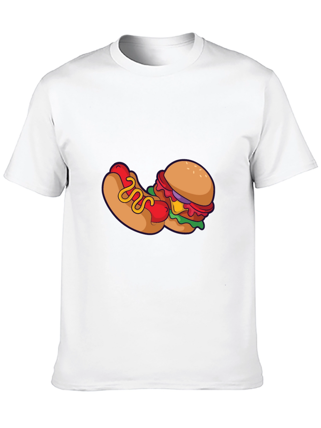 Novelty Burger & Hotdog Graphic Print T-Shirt