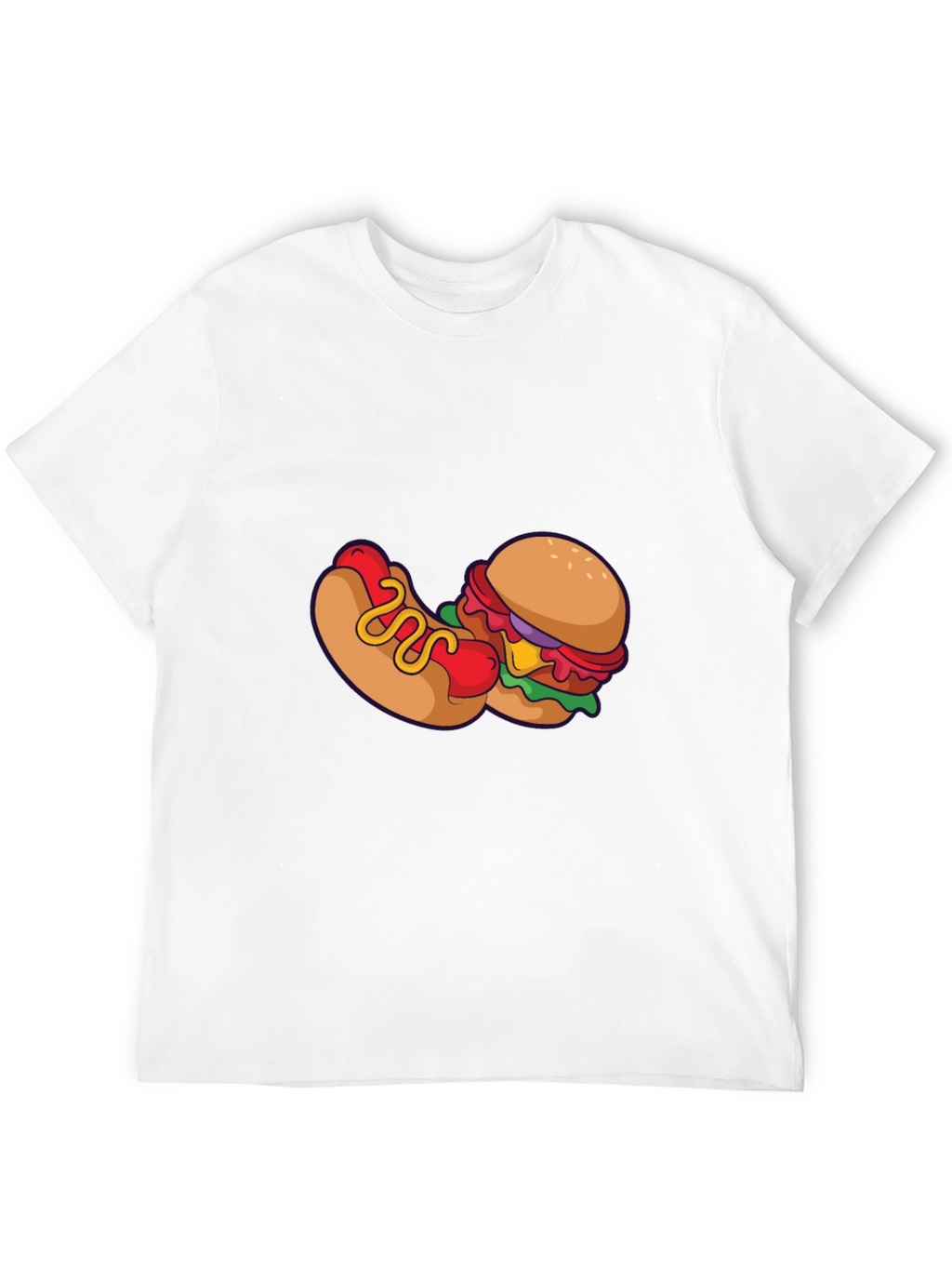 Novelty Burger & Hotdog Graphic Print T-Shirt