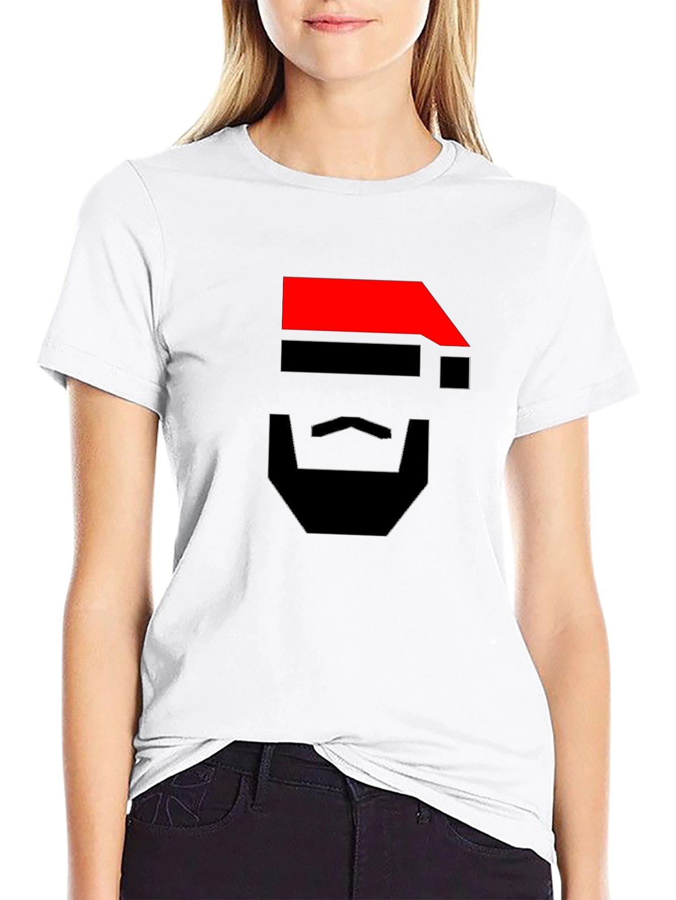 Geometric Santa Graphic Tee - Modern Holiday Style
