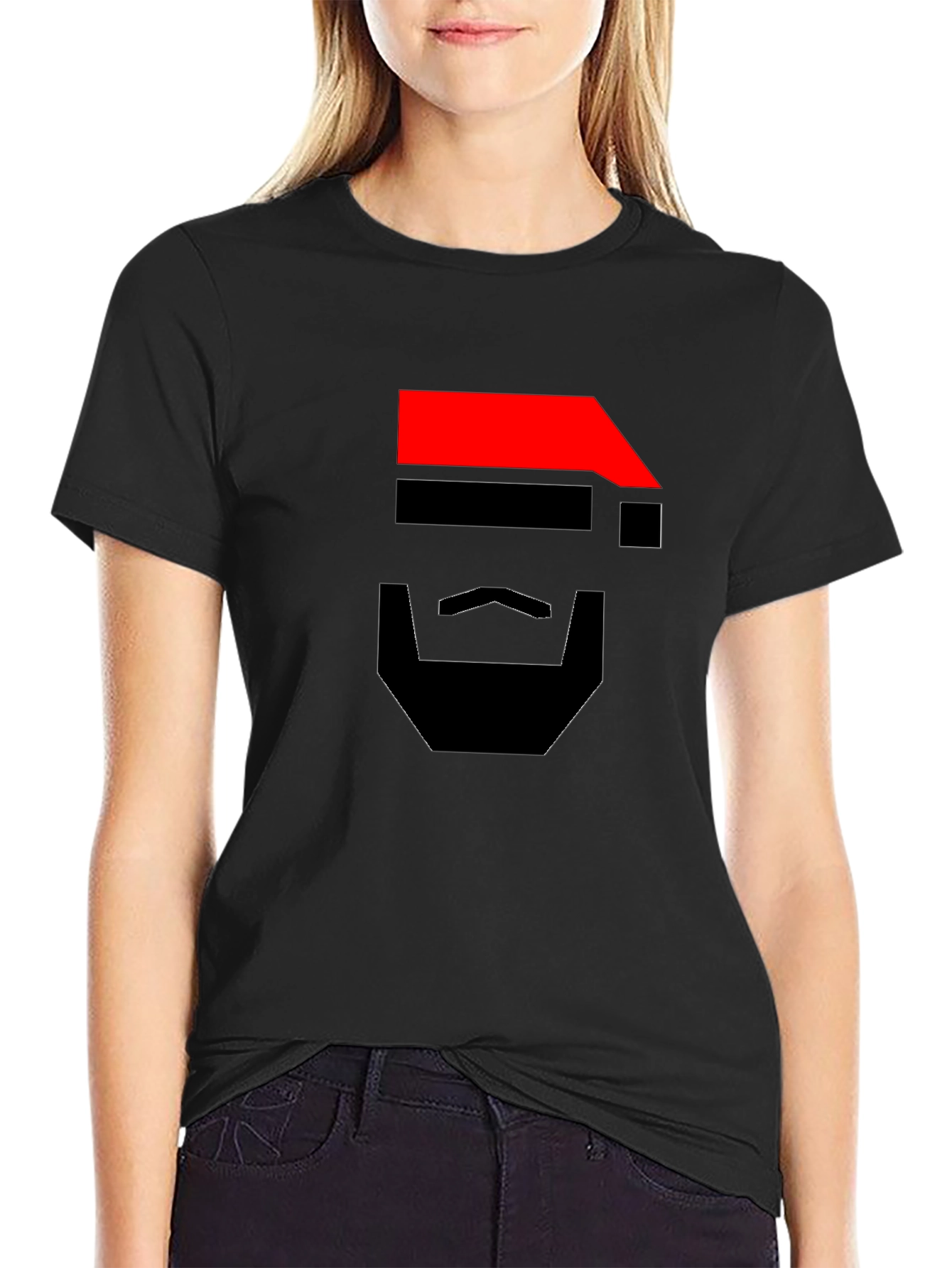Geometric Santa Graphic Tee - Modern Holiday Style