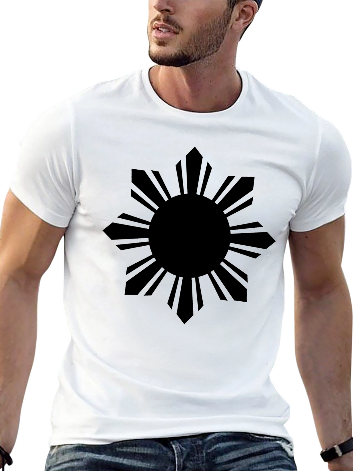 Philippine Sun Graphic Tee - Black Cotton Shirt