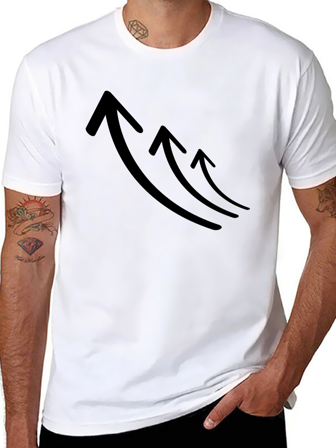 Mens Black T-Shirt with Rising Arrows Graphic