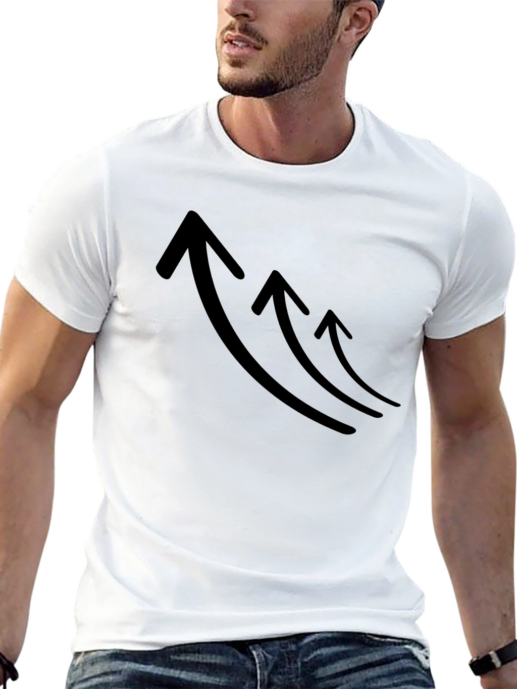 Mens Black T-Shirt with Rising Arrows Graphic