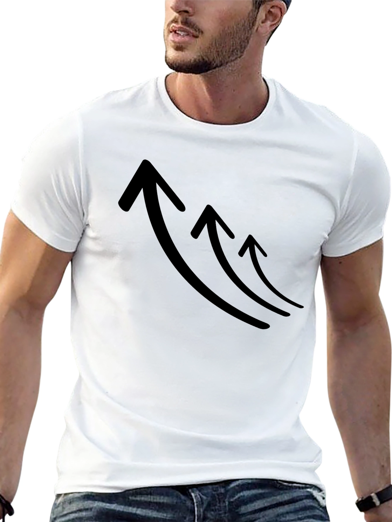Mens Black T-Shirt with Rising Arrows Graphic