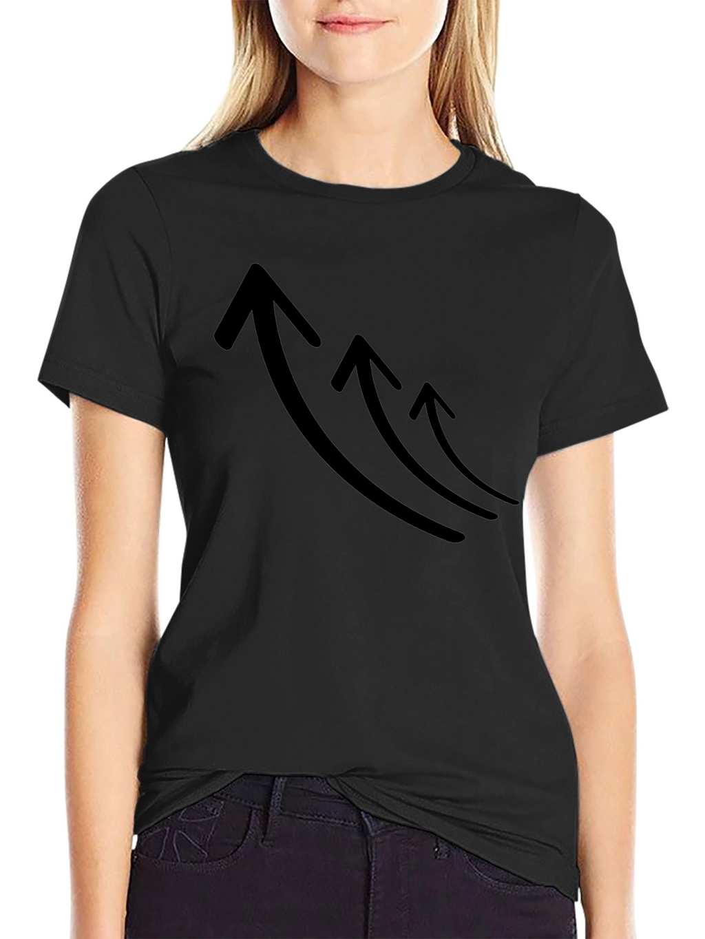 Mens Black T-Shirt with Rising Arrows Graphic