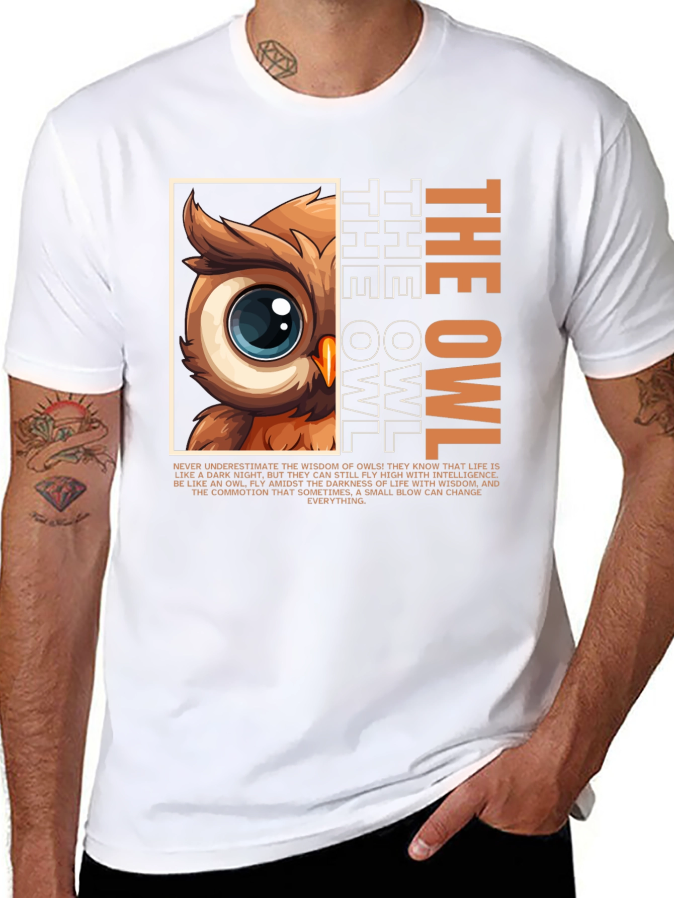 Owl Wisdom Graphic Tee - Intelligent Bird Design