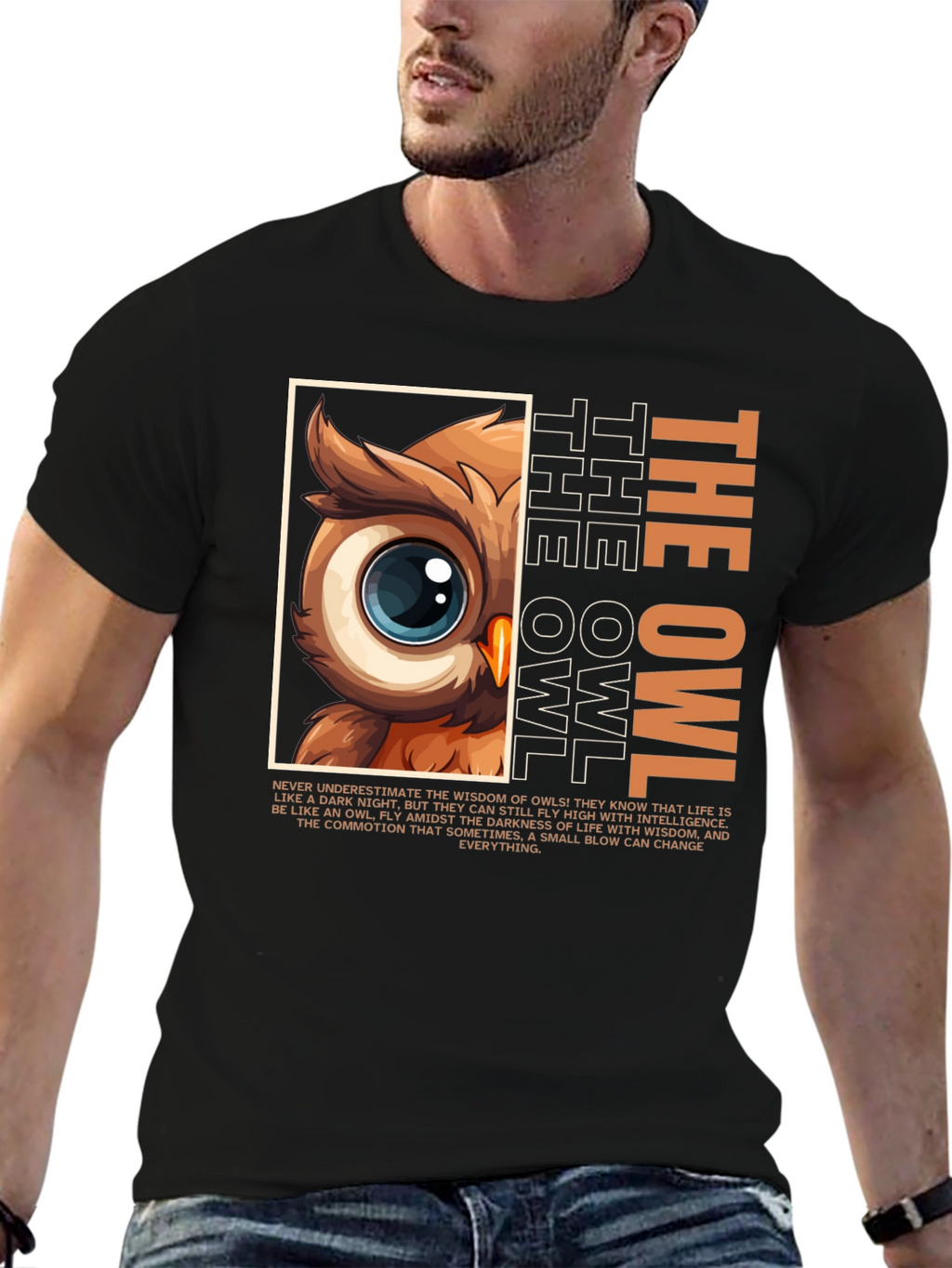 Owl Wisdom Graphic Tee - Intelligent Bird Design
