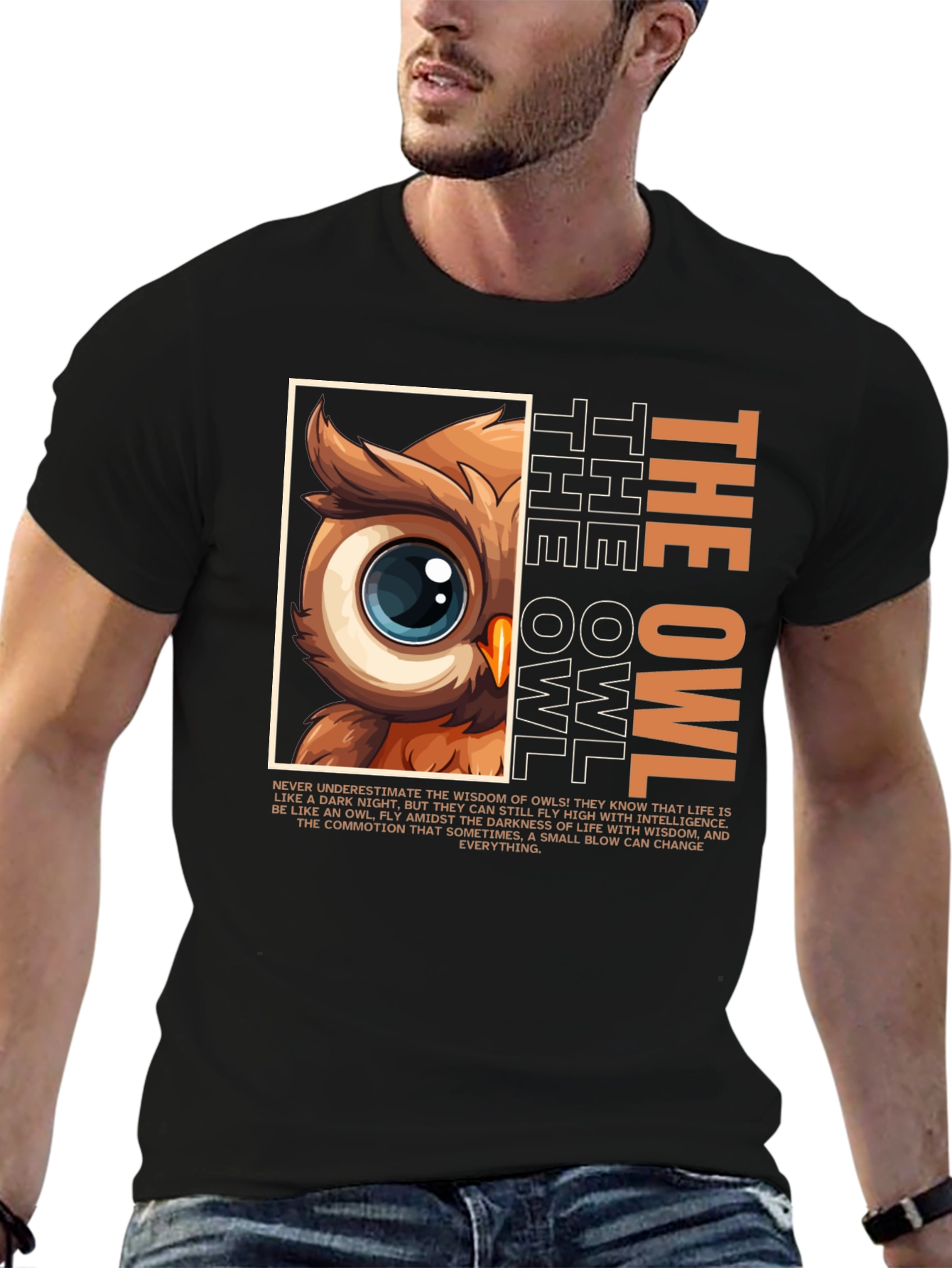 Owl Wisdom Graphic Tee - Intelligent Bird Design