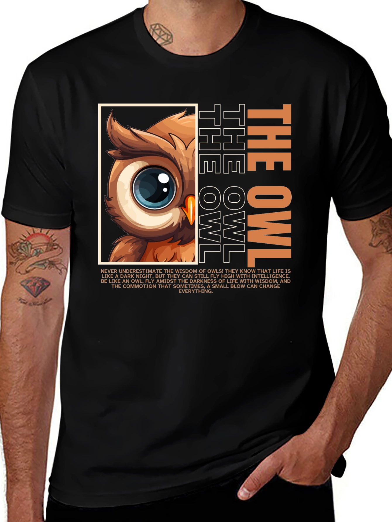 Owl Wisdom Graphic Tee - Intelligent Bird Design