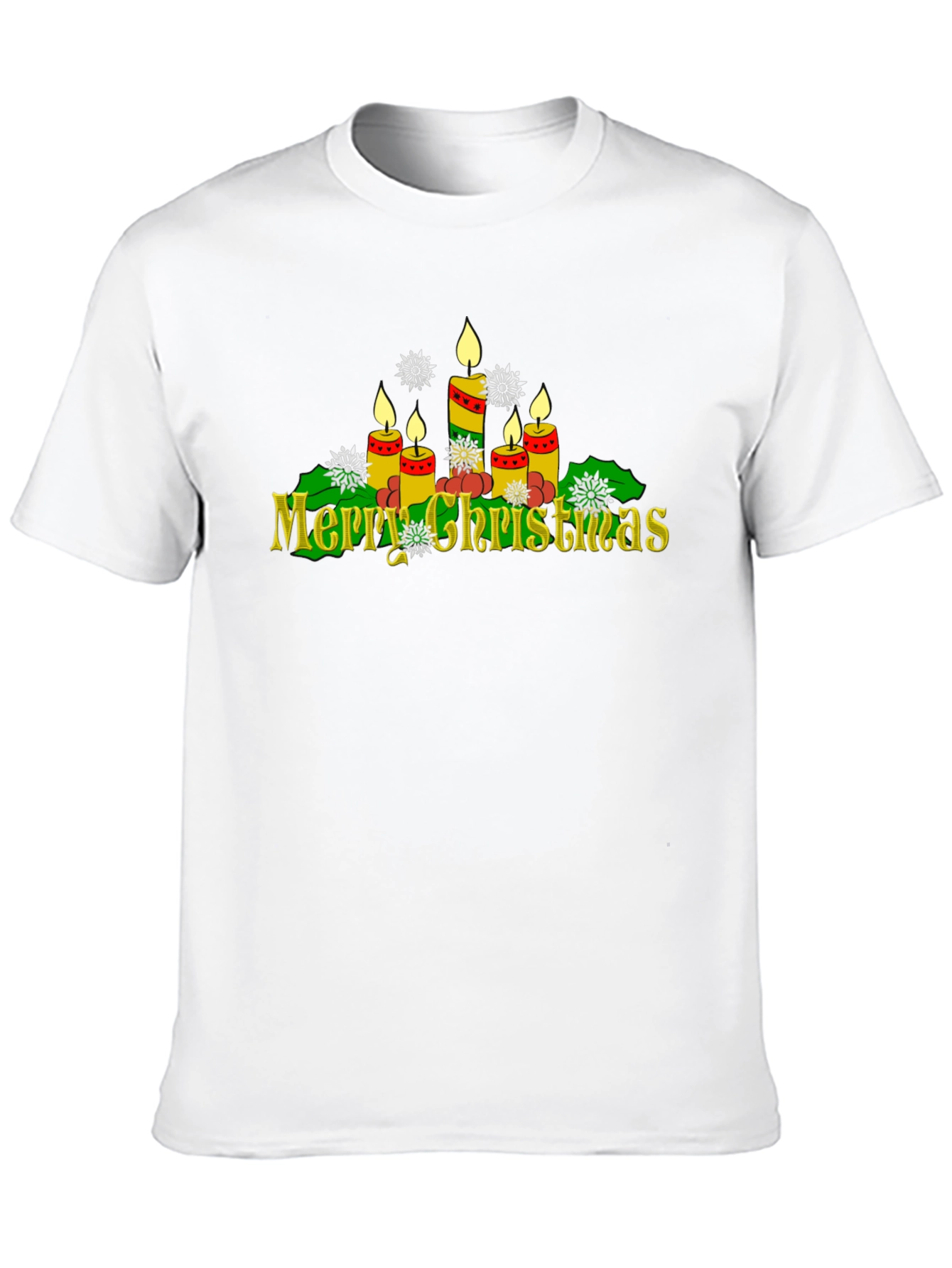 Merry Christmas Candle Graphic T-Shirt