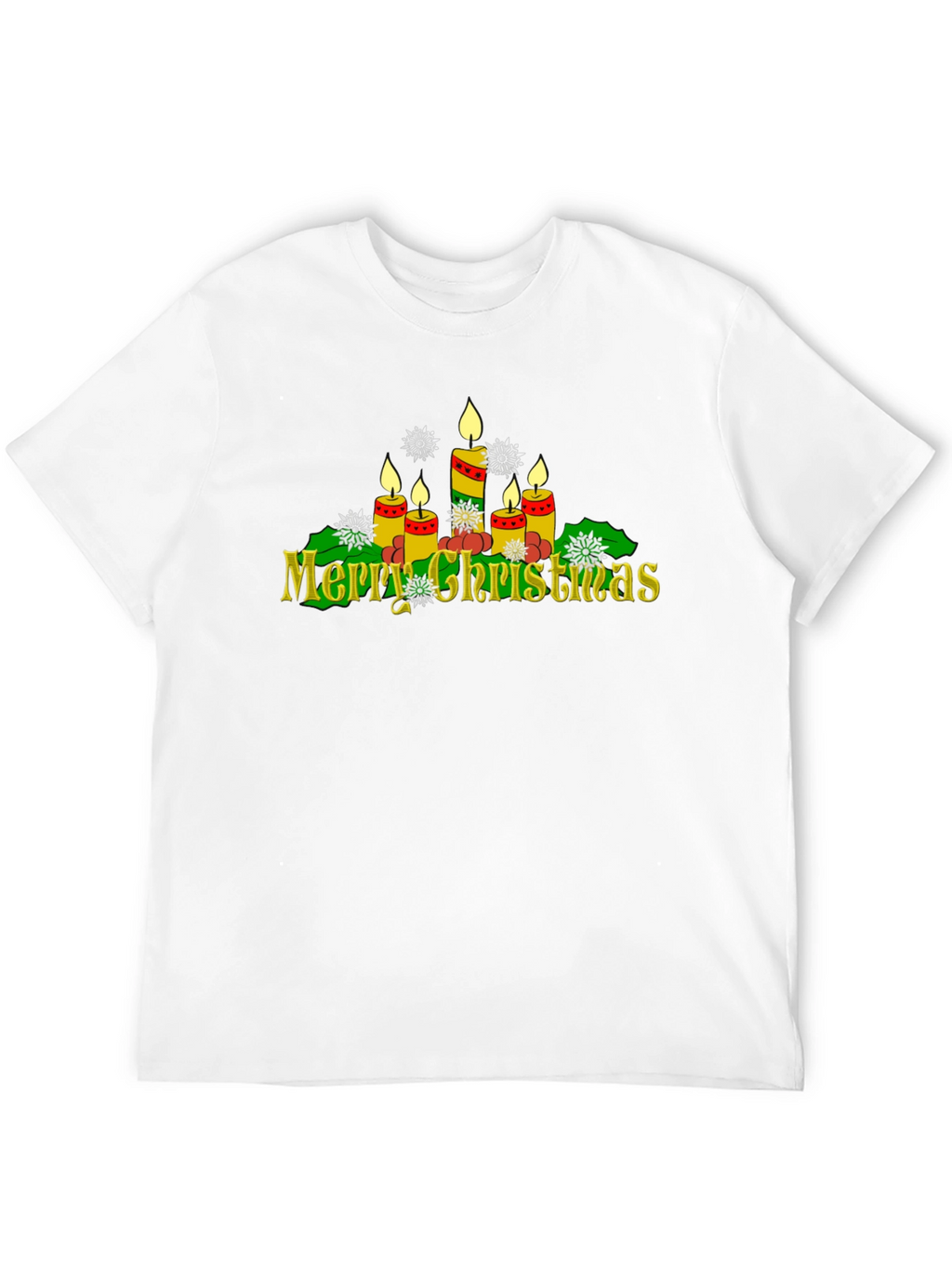 Merry Christmas Candle Graphic T-Shirt