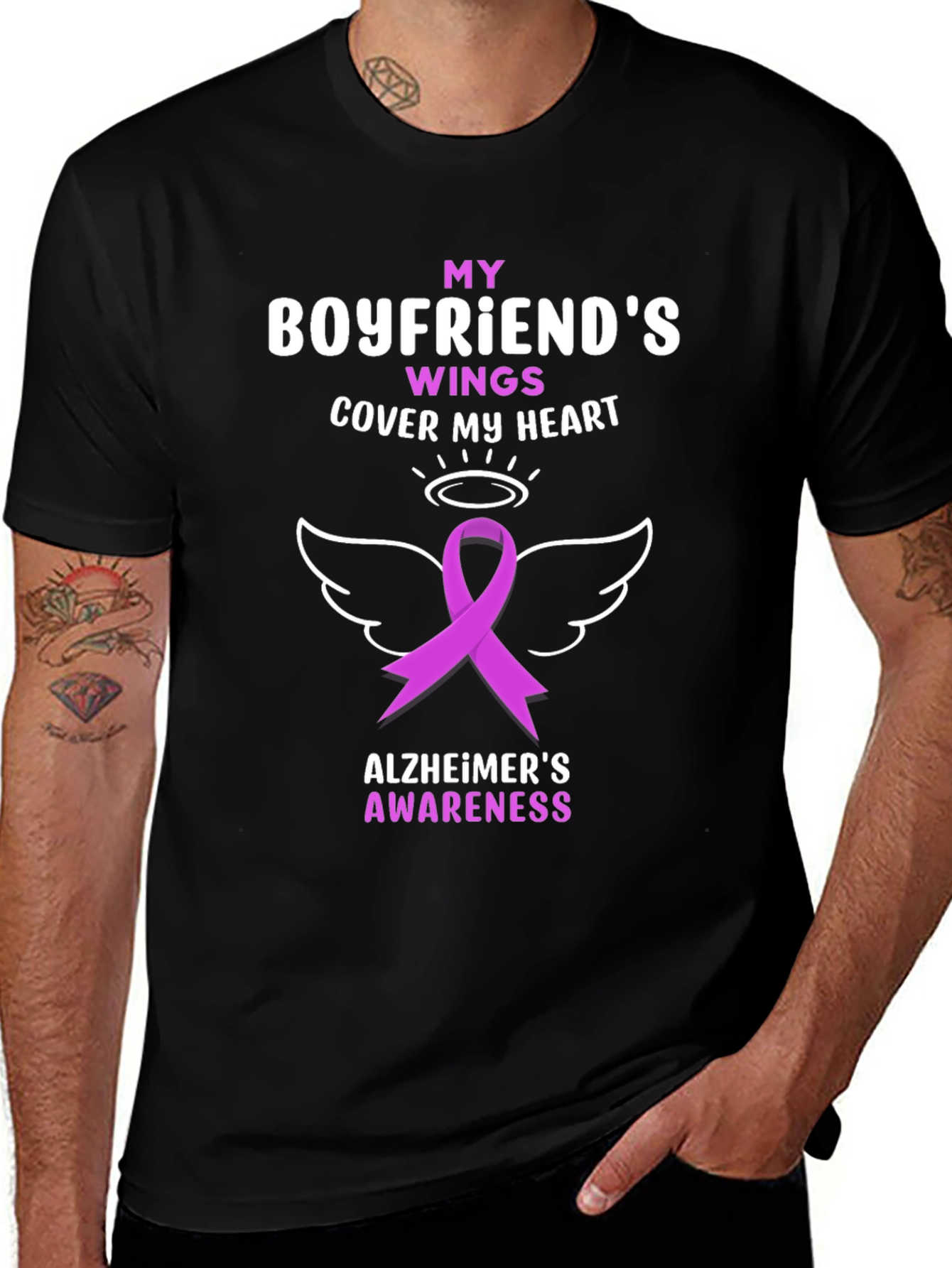 Alzheimers Awareness T-Shirt - Boyfriends Wings