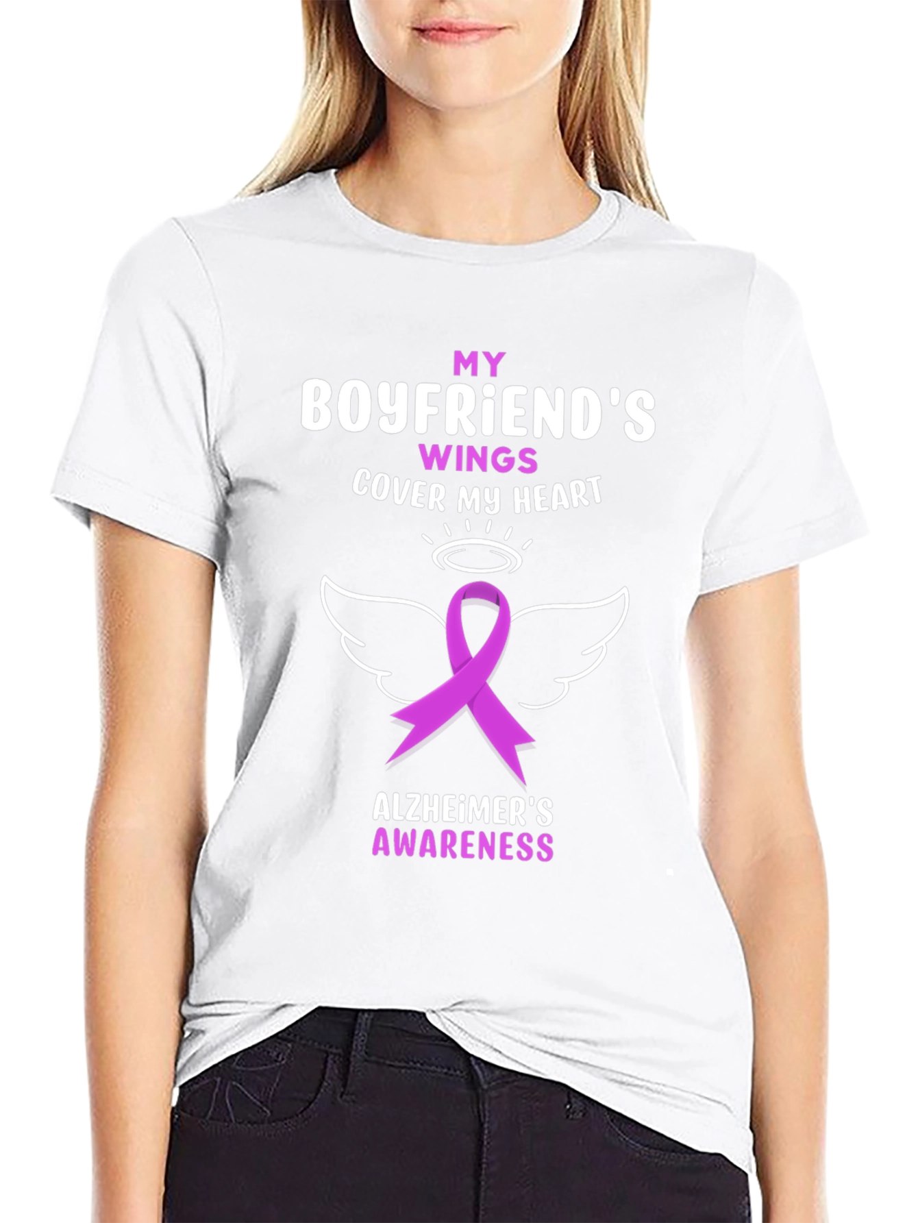 Alzheimers Awareness T-Shirt - Boyfriends Wings