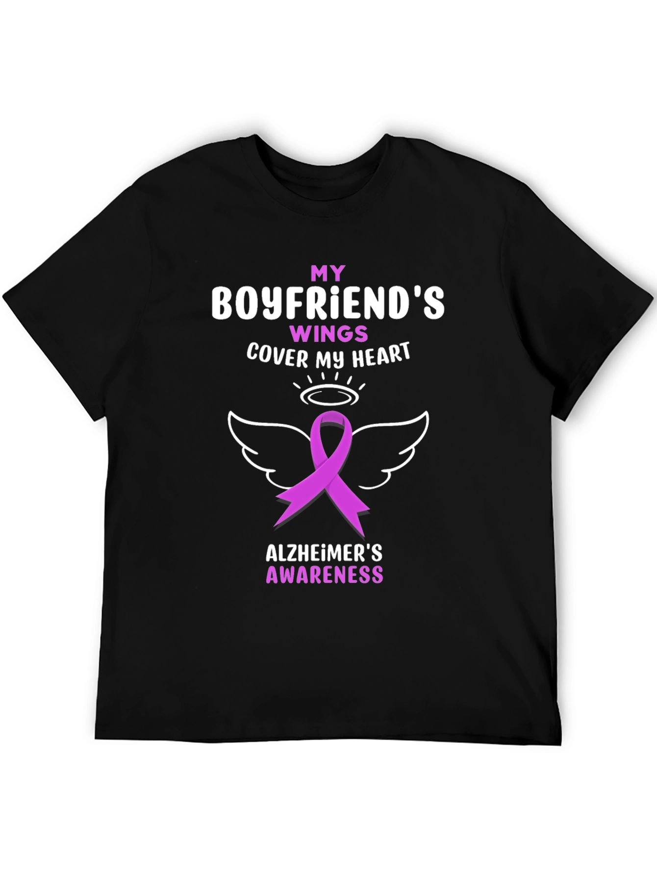 Alzheimers Awareness T-Shirt - Boyfriends Wings