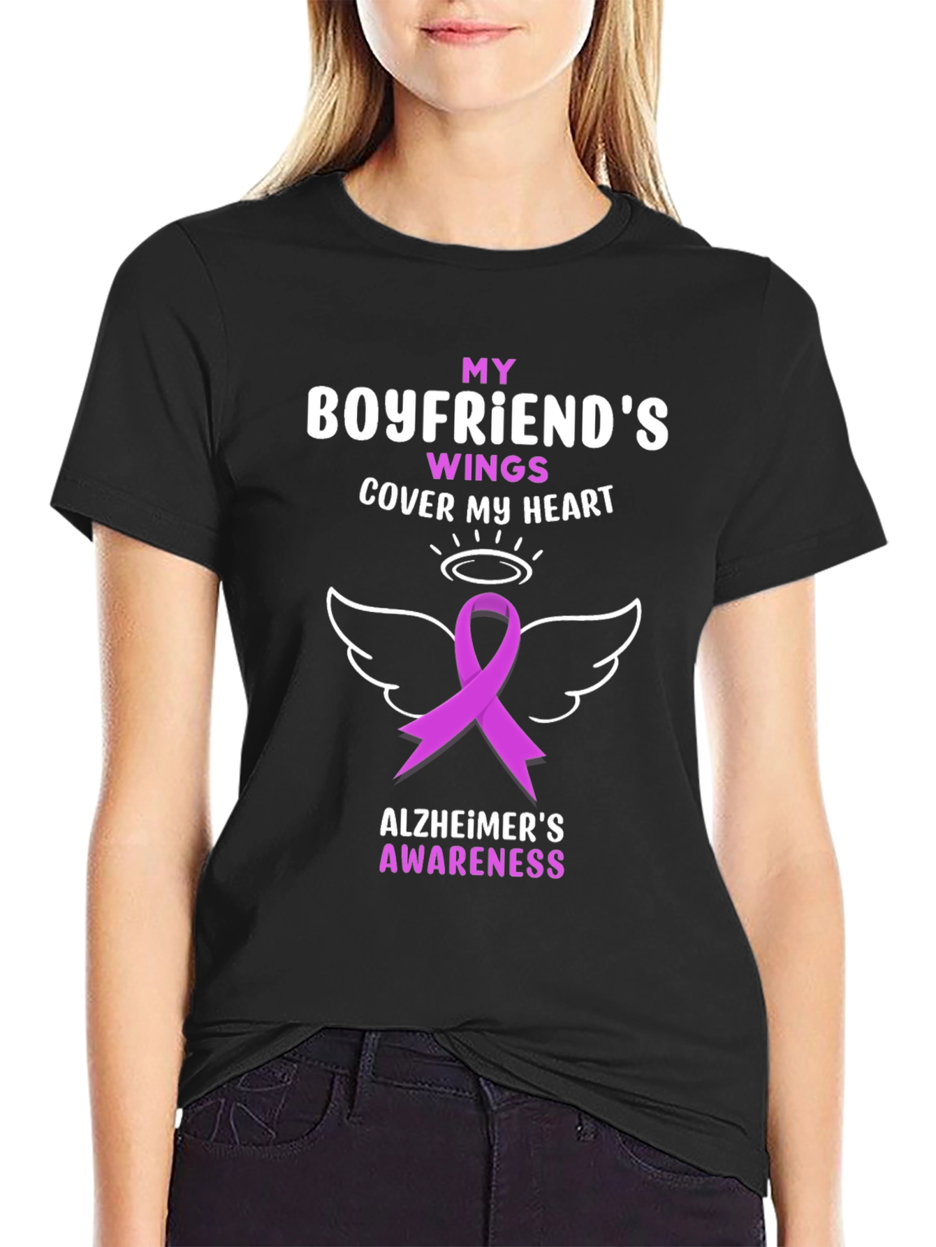 Alzheimers Awareness T-Shirt - Boyfriends Wings