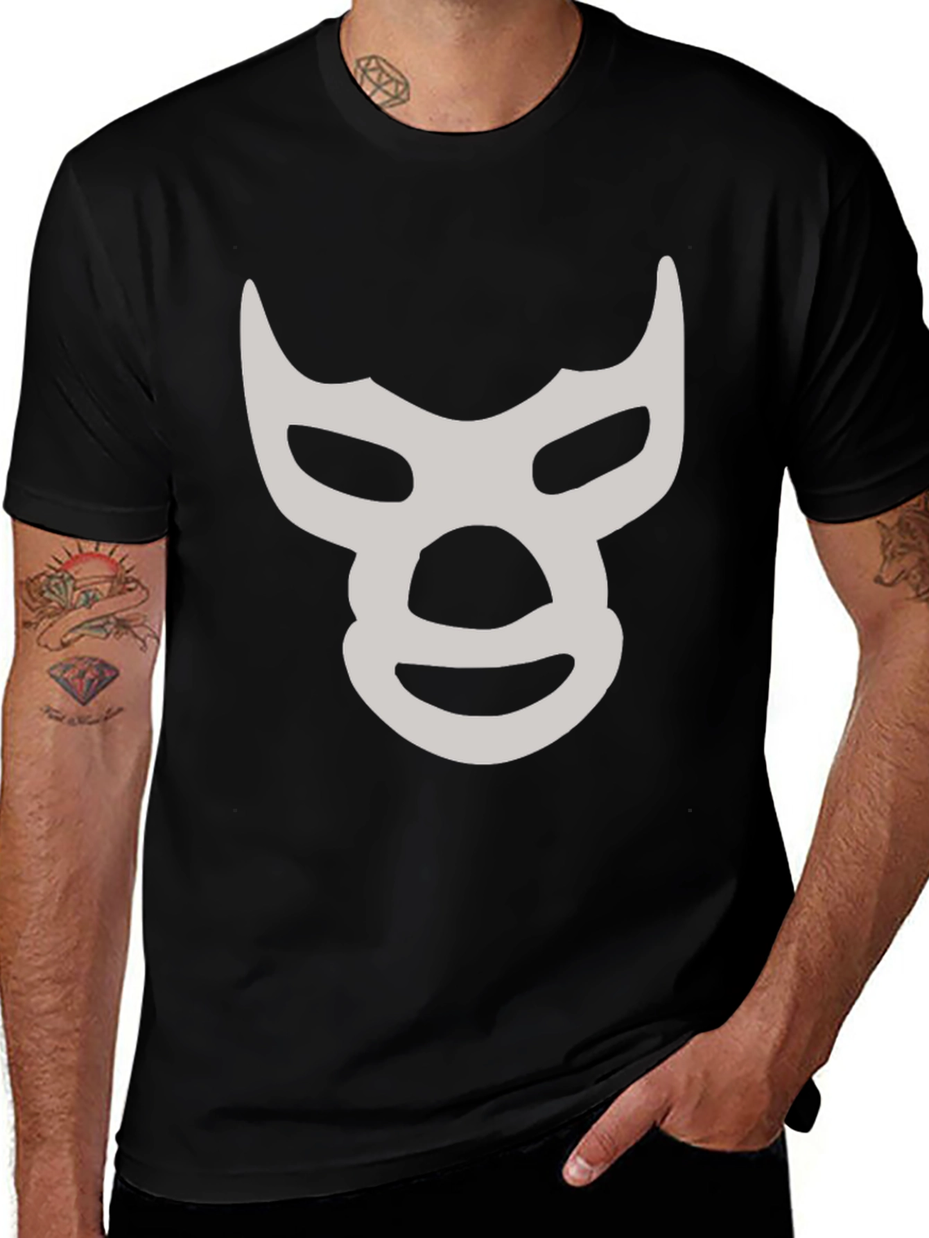 Lucha Libre Mask Graphic T-Shirt - Black