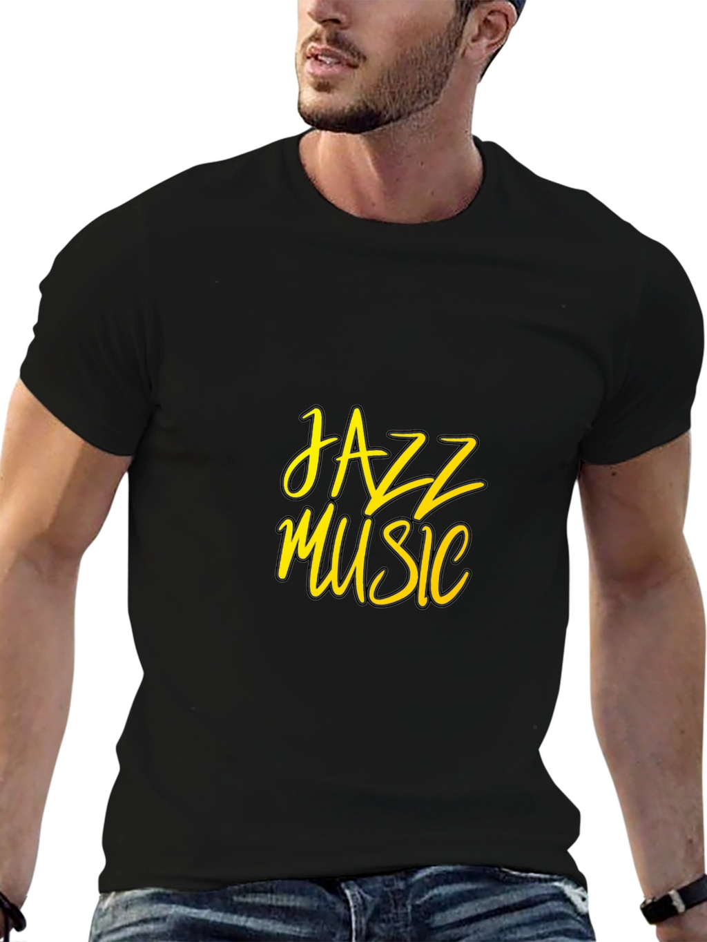 Jazz Music Graphic Tee - Black Cotton T-Shirt