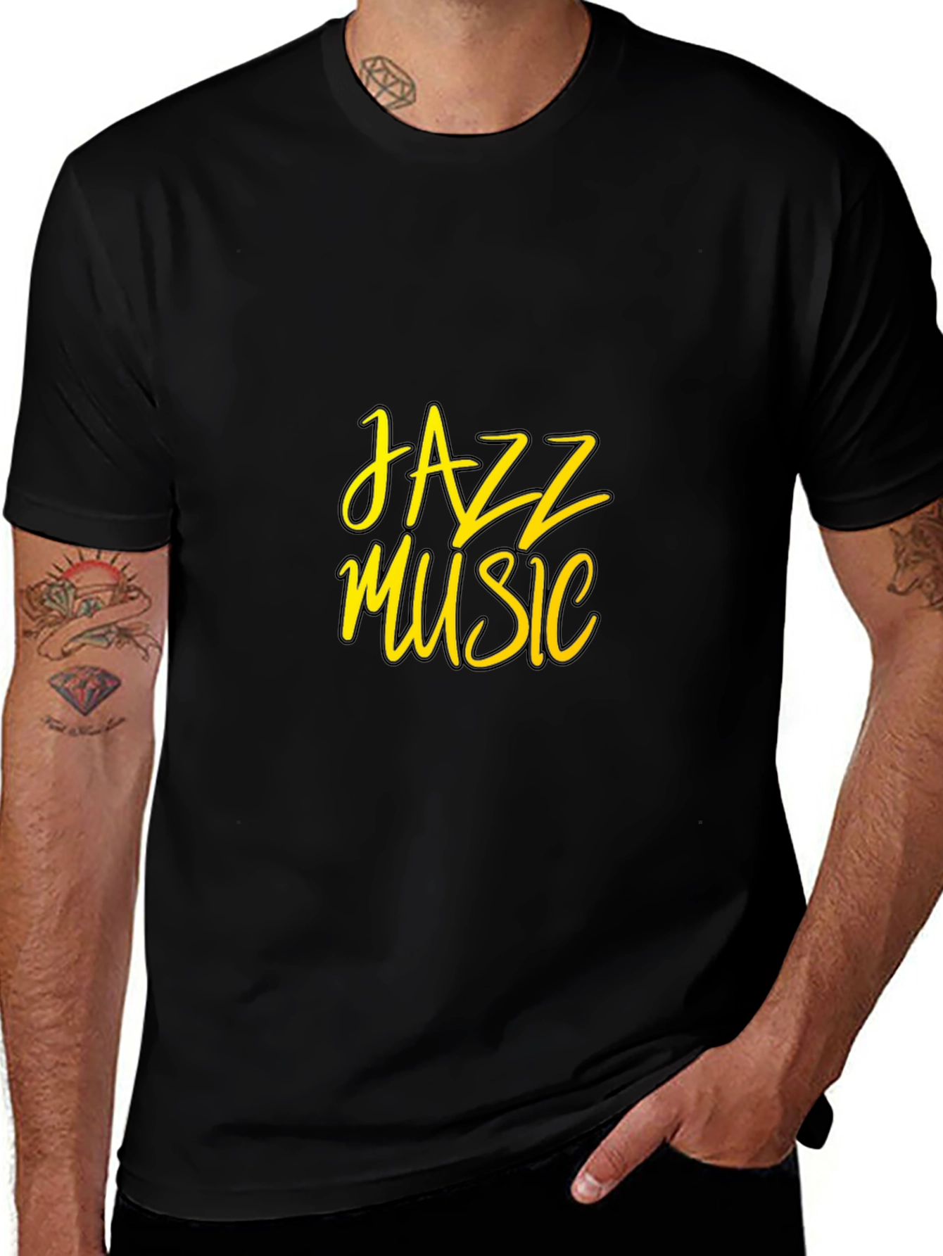 Jazz Music Graphic Tee - Black Cotton T-Shirt