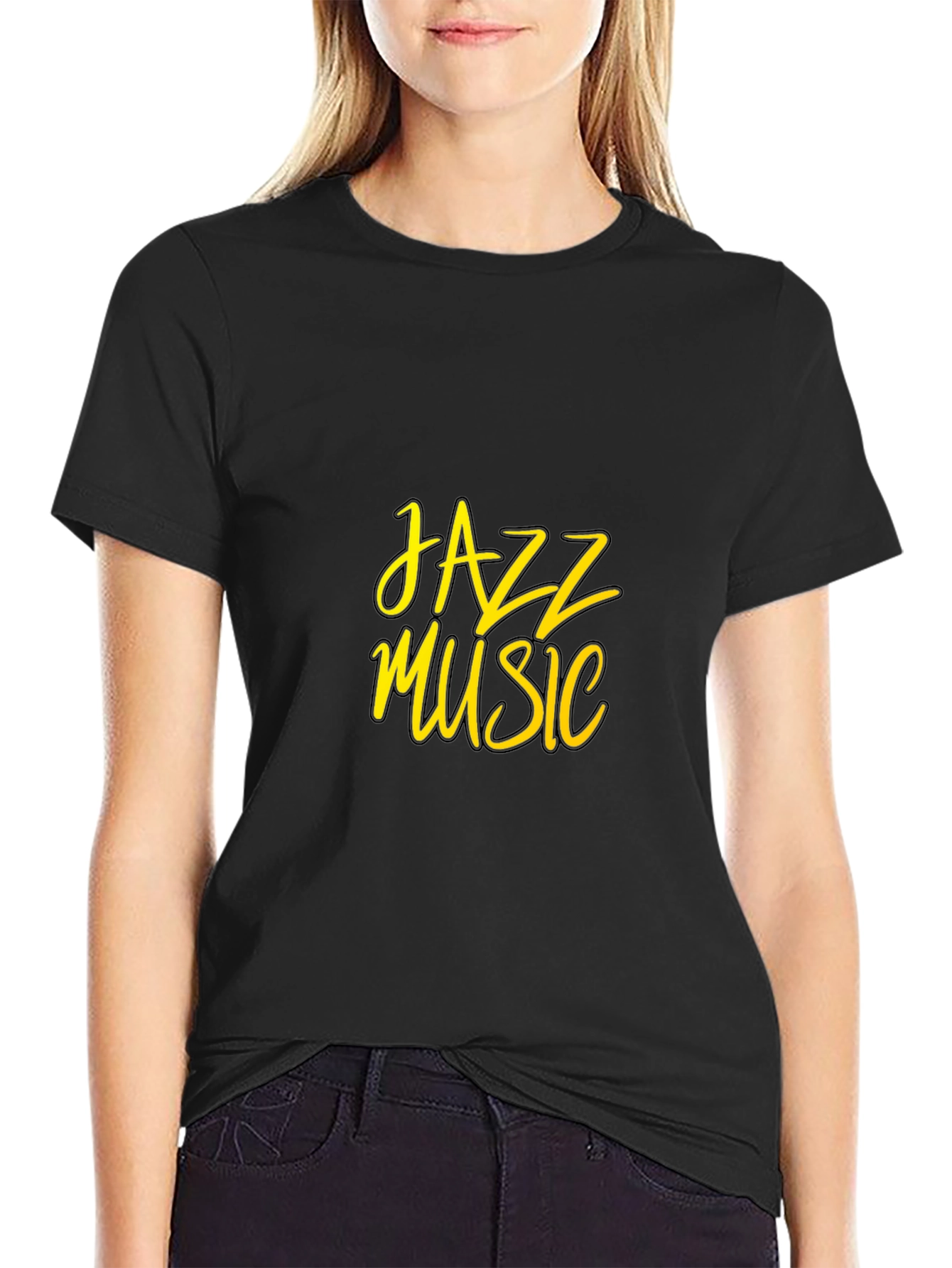 Jazz Music Graphic Tee - Black Cotton T-Shirt