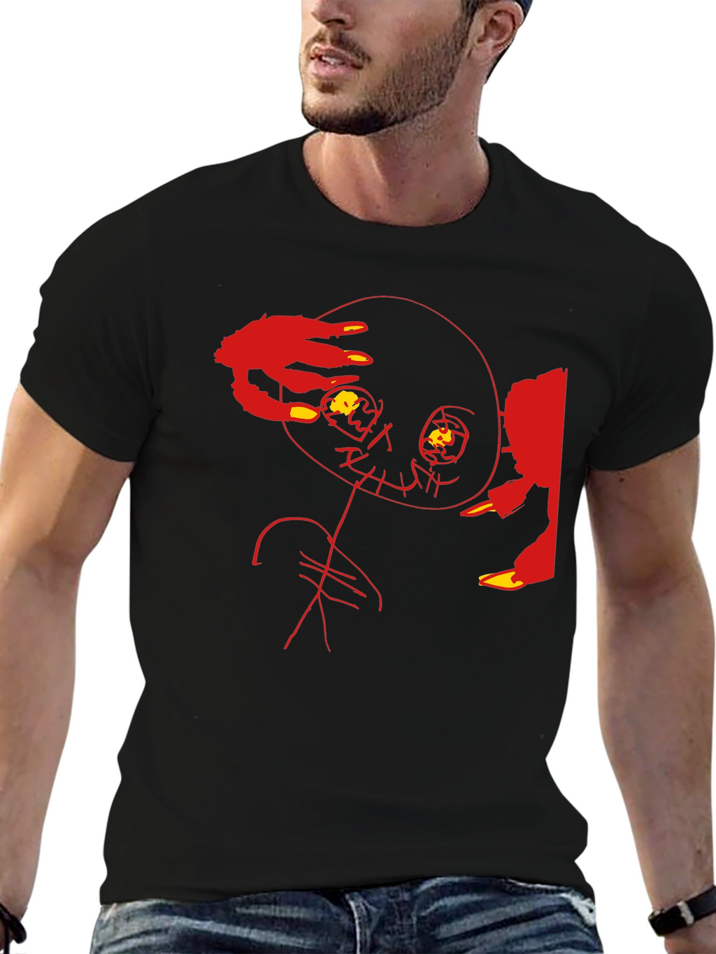Edgy Graphic Tee - Abstract Horror Design