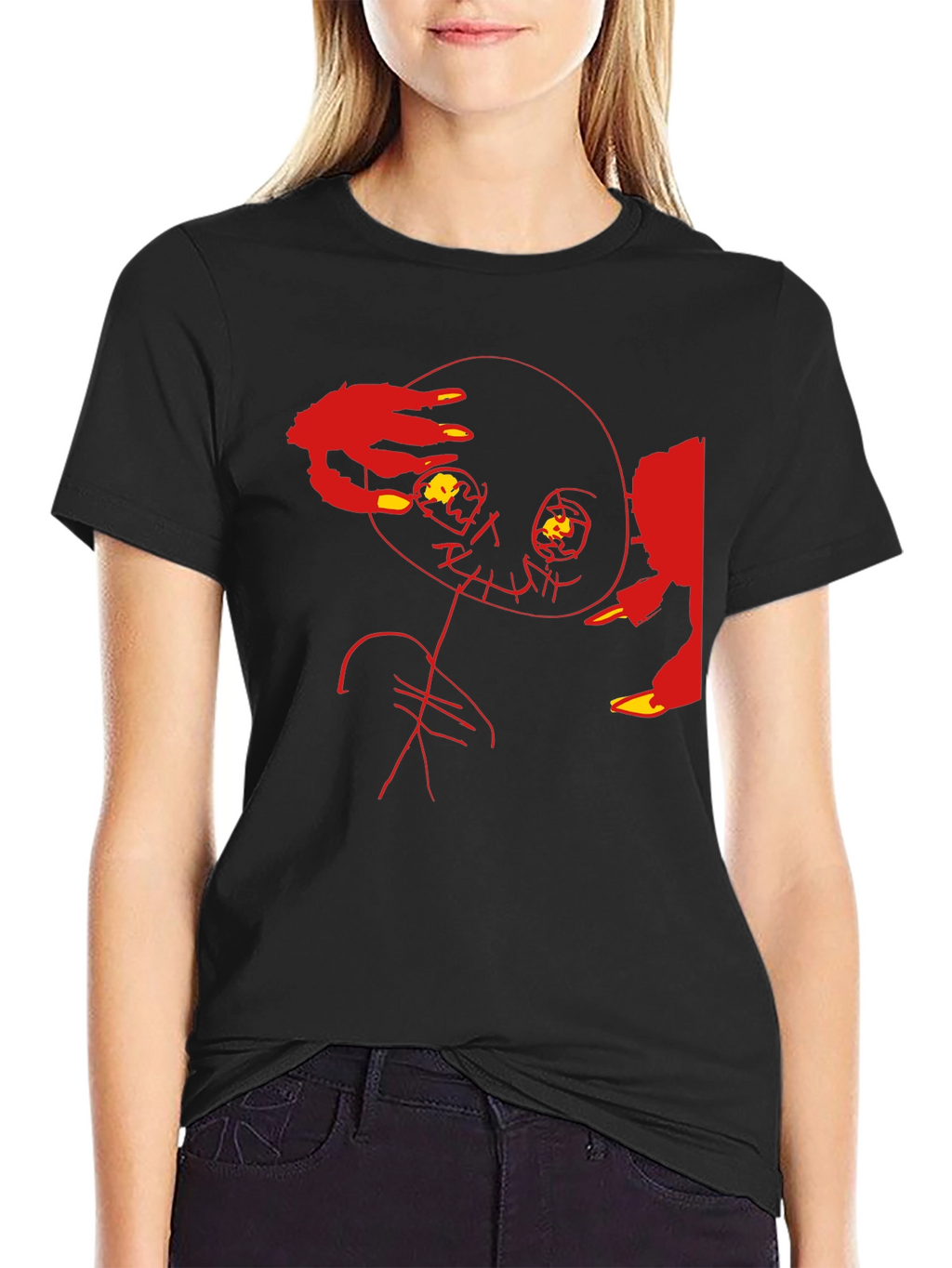 Edgy Graphic Tee - Abstract Horror Design