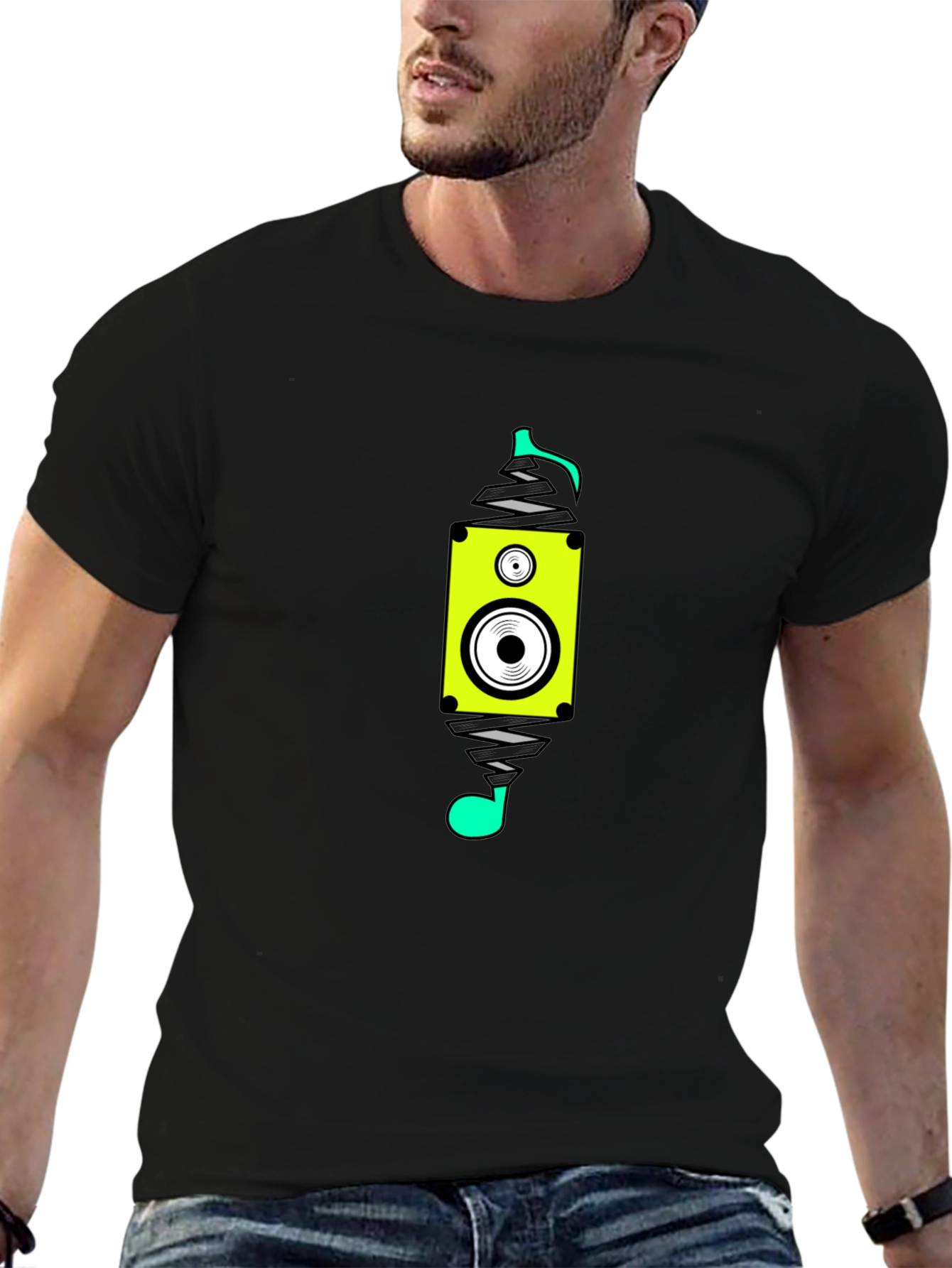 Speaker Spray Paint Style Black T-Shirt
