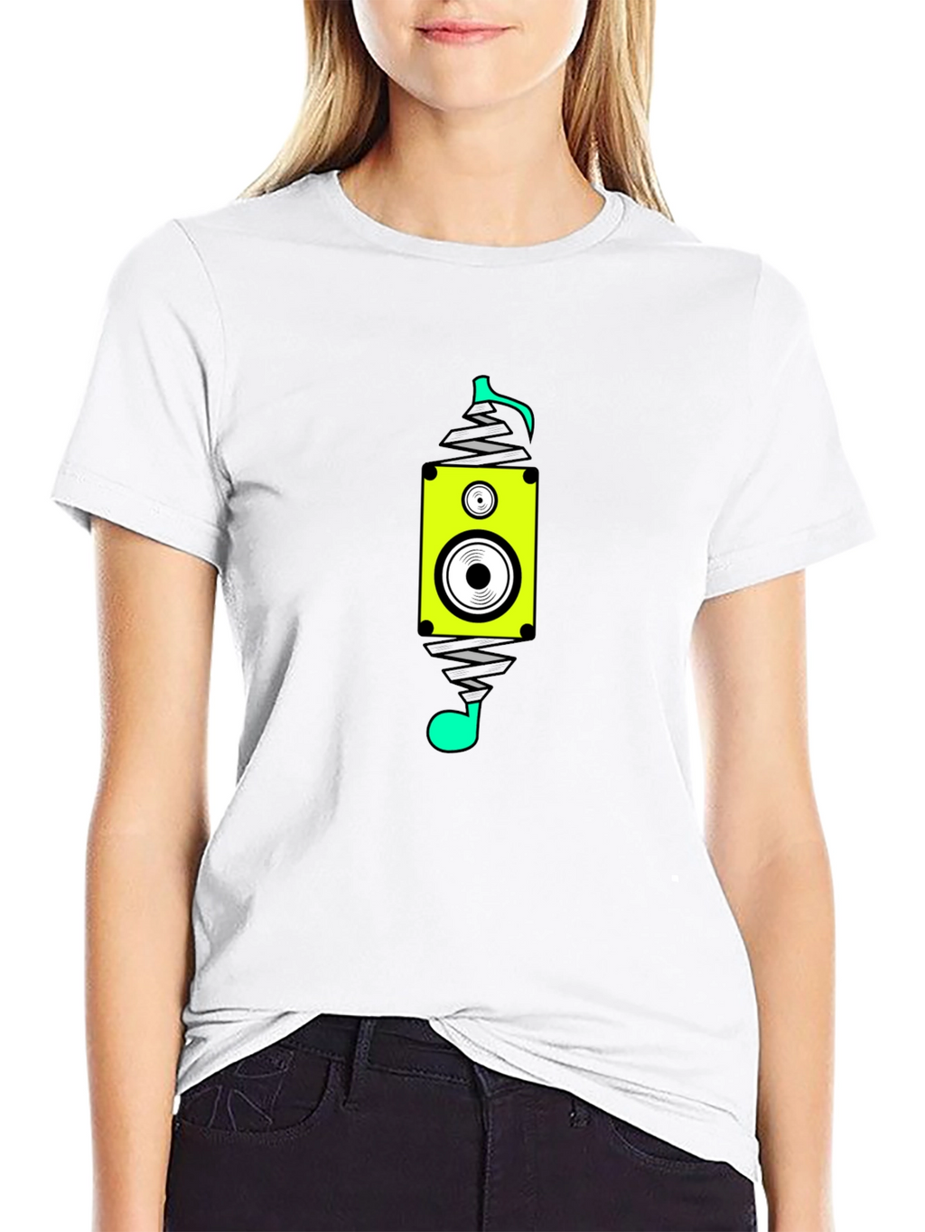 Speaker Spray Paint Style Black T-Shirt