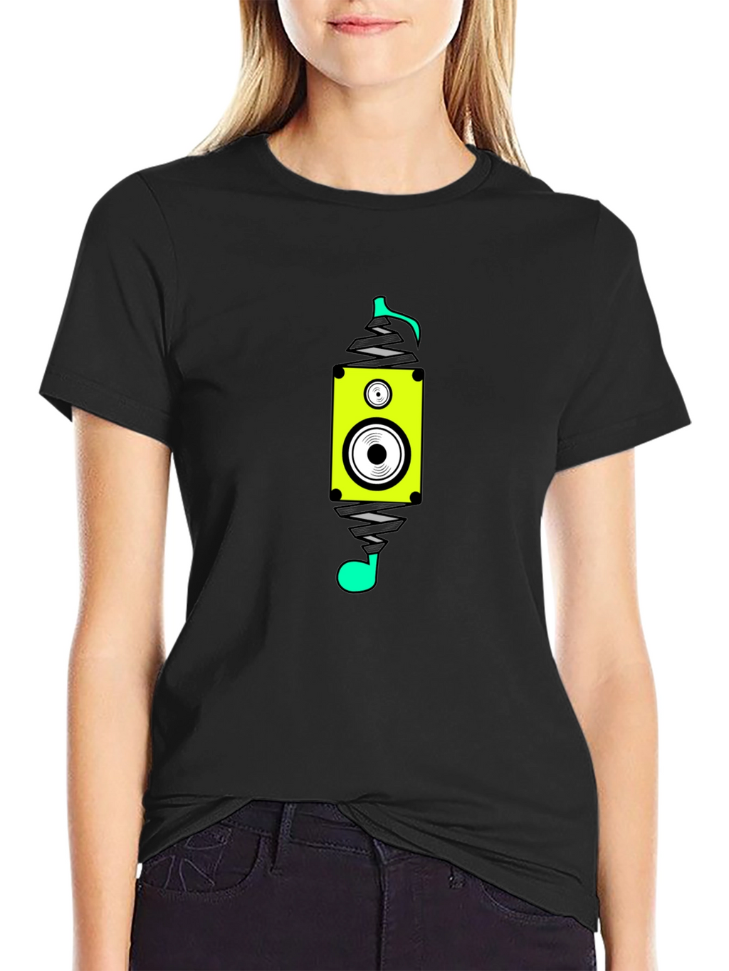 Speaker Spray Paint Style Black T-Shirt