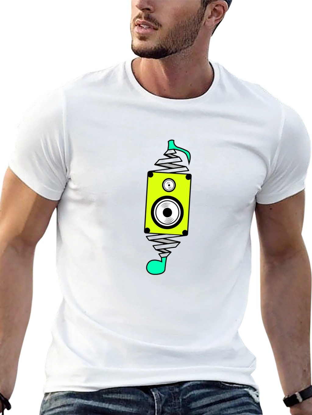 Speaker Spray Paint Style Black T-Shirt