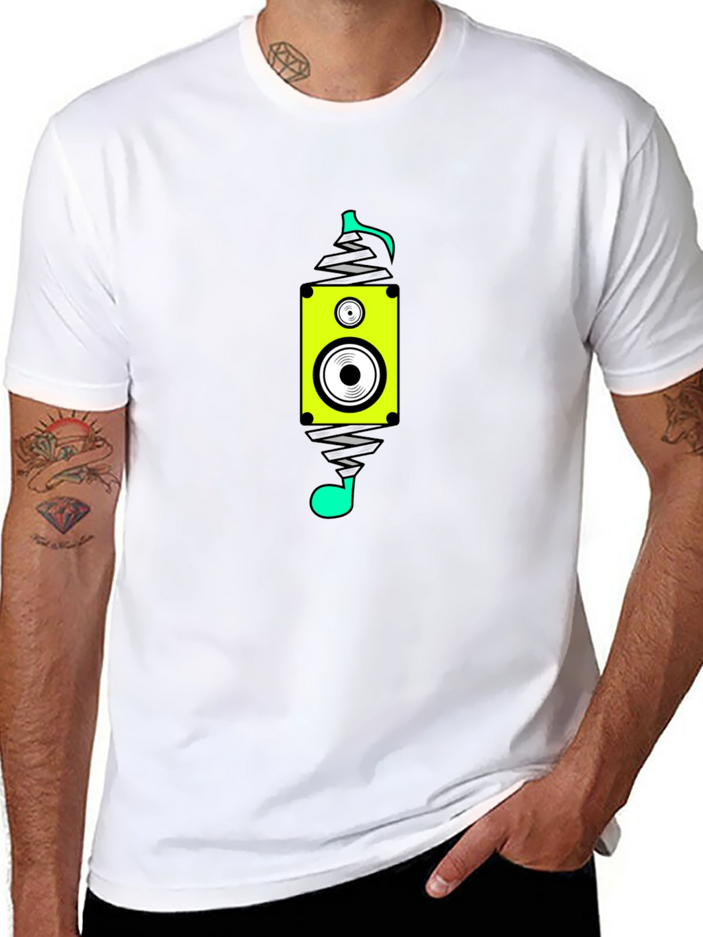 Speaker Spray Paint Style Black T-Shirt