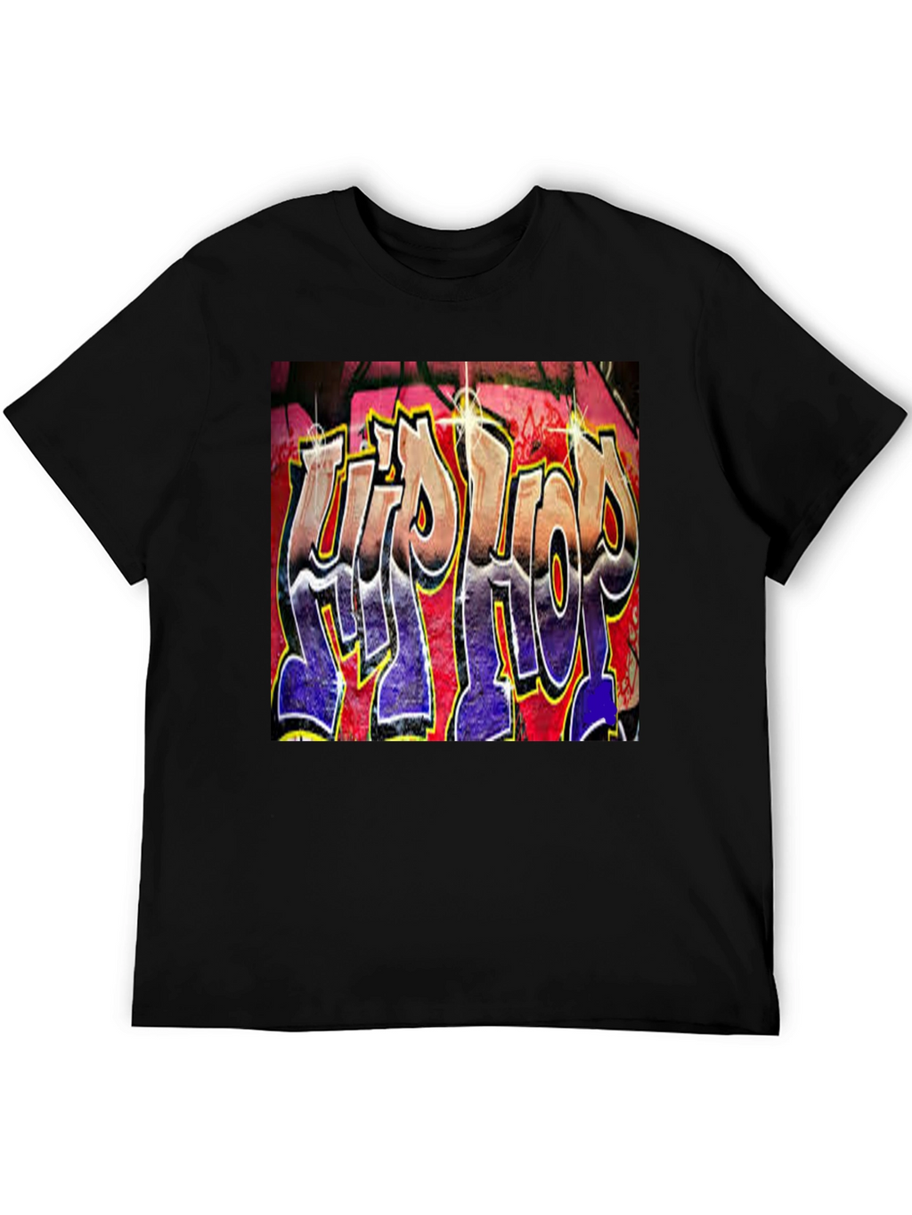 Hip Hop Graffiti Graphic T-Shirt - Trendy Black Tee