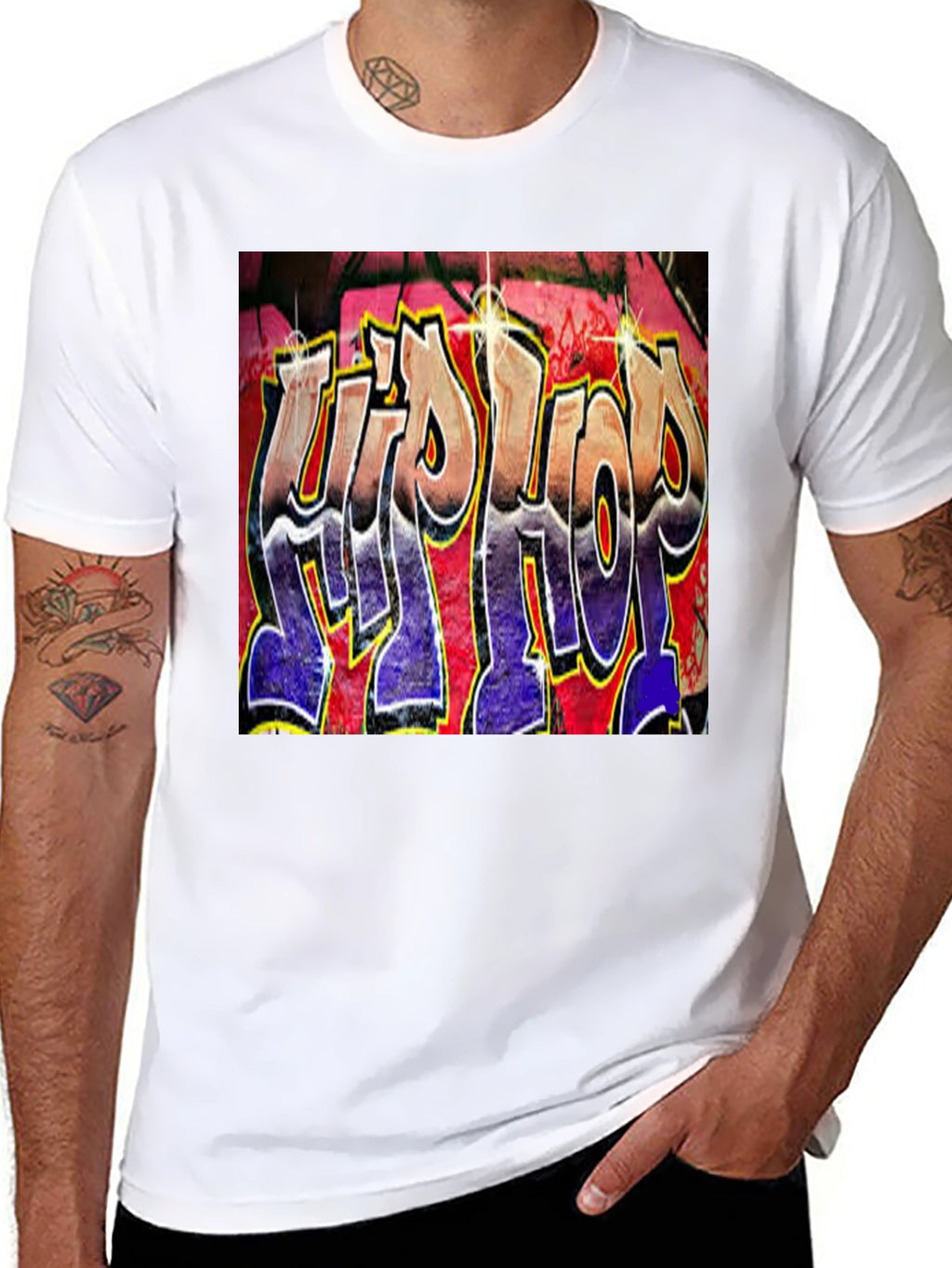 Hip Hop Graffiti Graphic T-Shirt - Trendy Black Tee