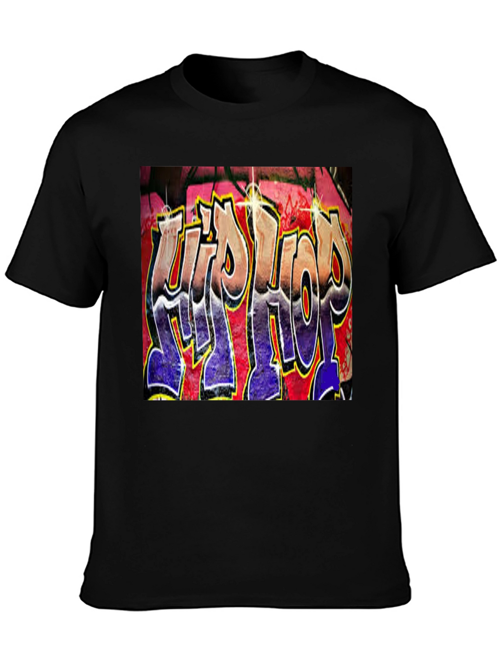 Hip Hop Graffiti Graphic T-Shirt - Trendy Black Tee