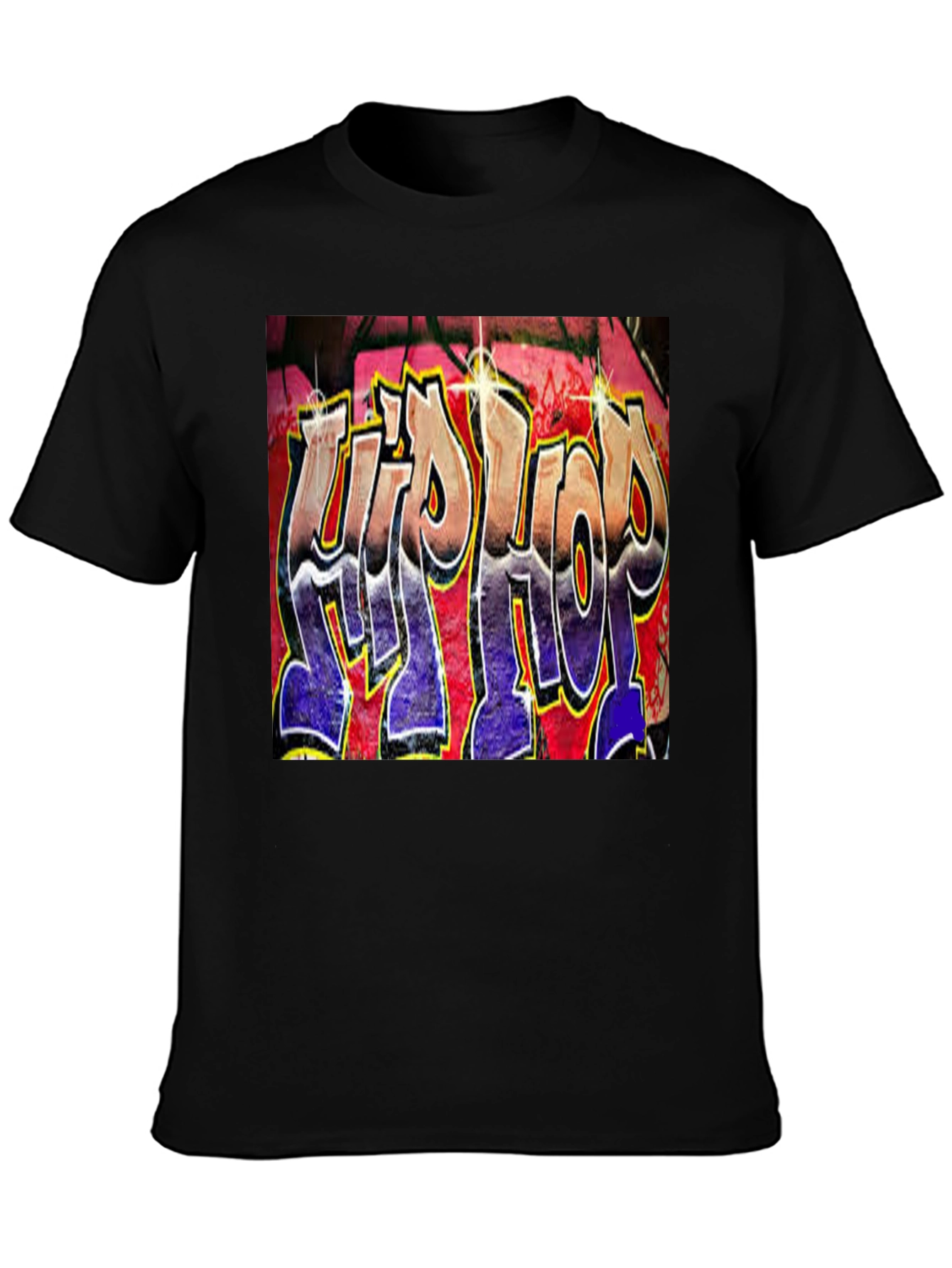 Hip Hop Graffiti Graphic T-Shirt - Trendy Black Tee