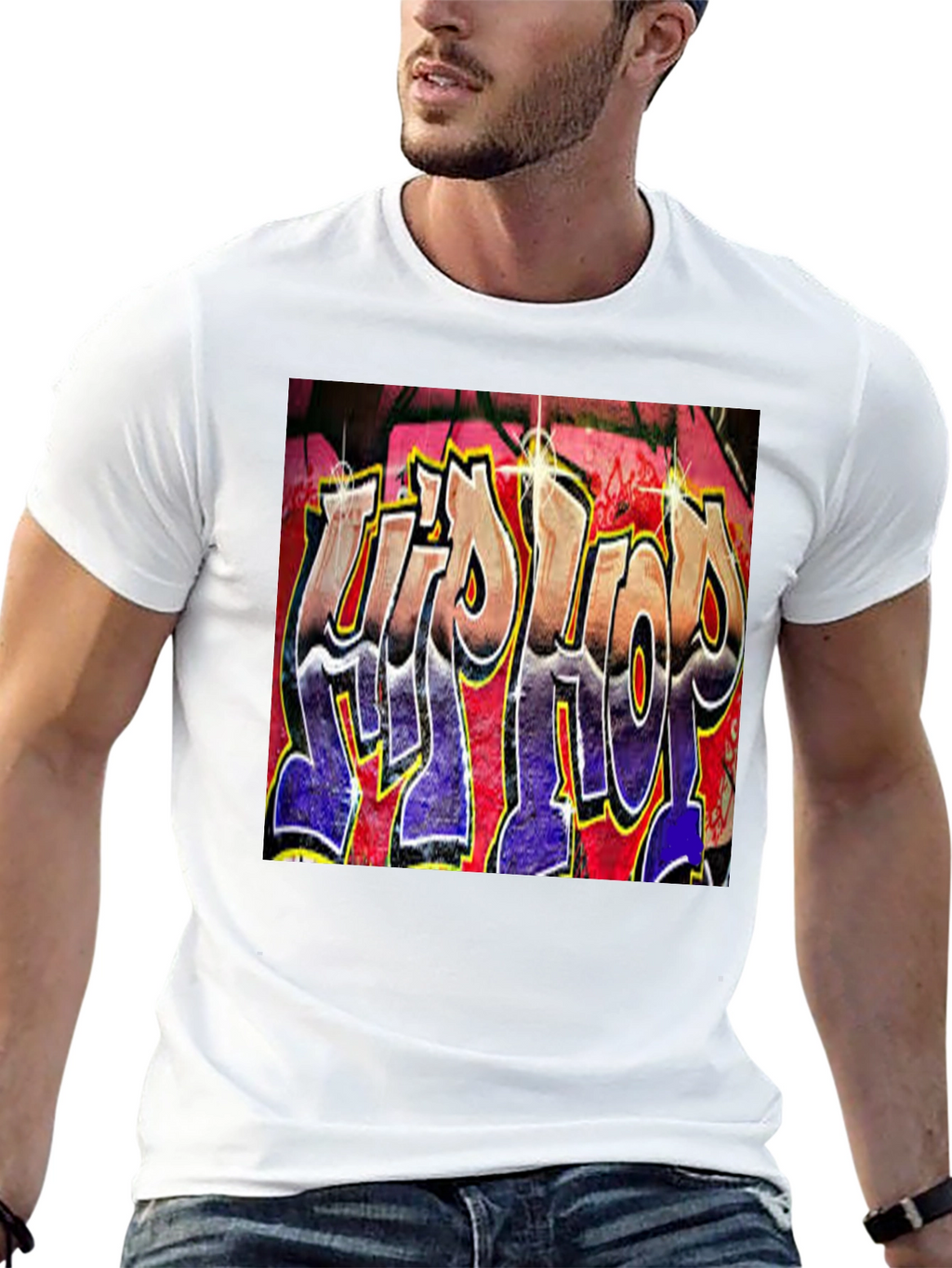 Hip Hop Graffiti Graphic T-Shirt - Trendy Black Tee