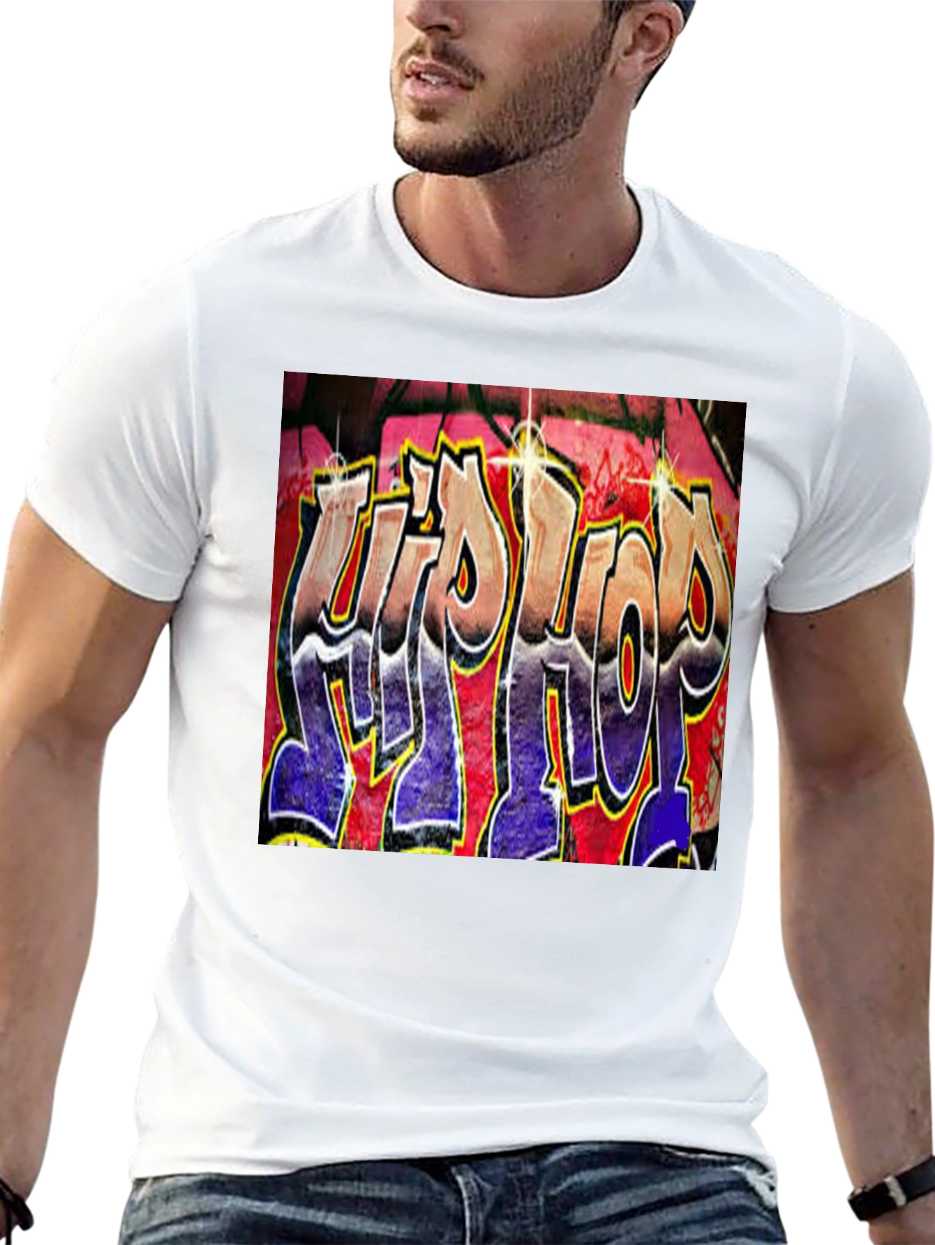 Hip Hop Graffiti Graphic T-Shirt - Trendy Black Tee